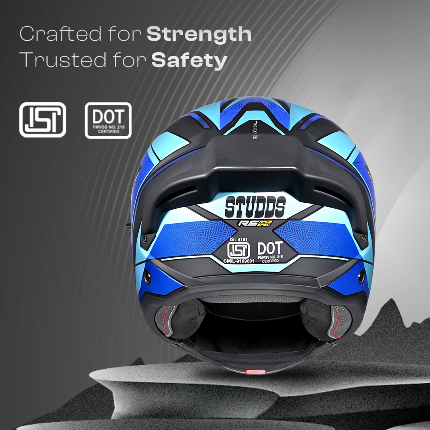 Image of STUDDS Trooper D4 Race ISI and DOT Certified Flip-Up Helmet with Spoiler Motorbike Helmet