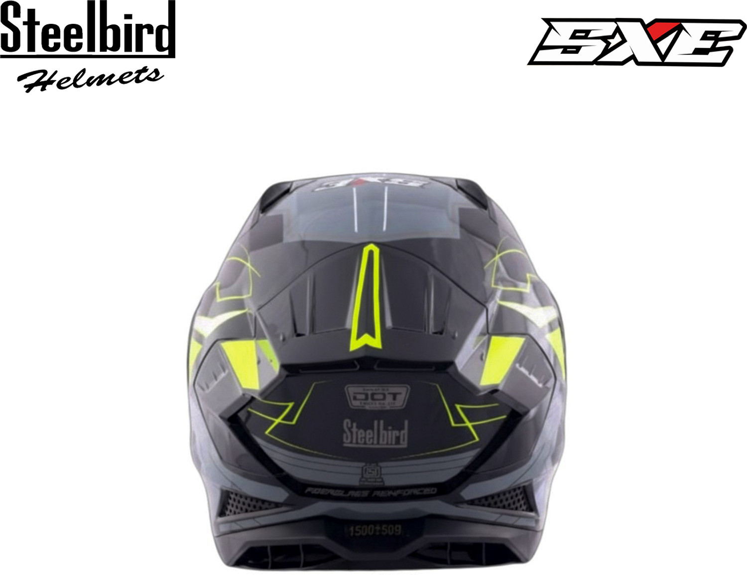 Image of Steelbird Air SBH-61 ISS SXE RACE-X Glossy Black Neon Full Face AFS EDITION With ANTIFOG Motorsports Helmet