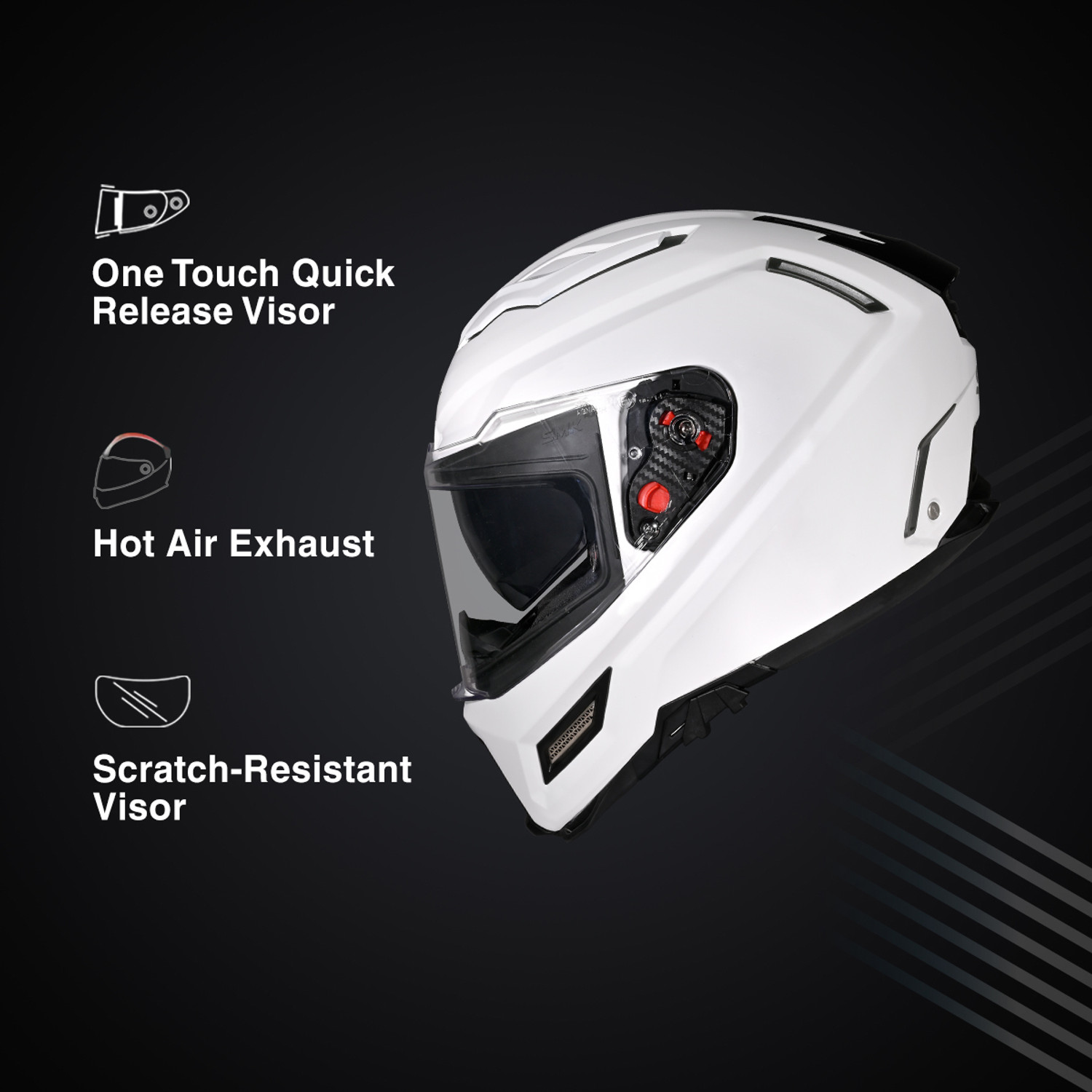 Image of SMK AGNAR SOLID ISI, DOT & ECE 06 Certified Helmet with Dual Visor Motorbike Helmet