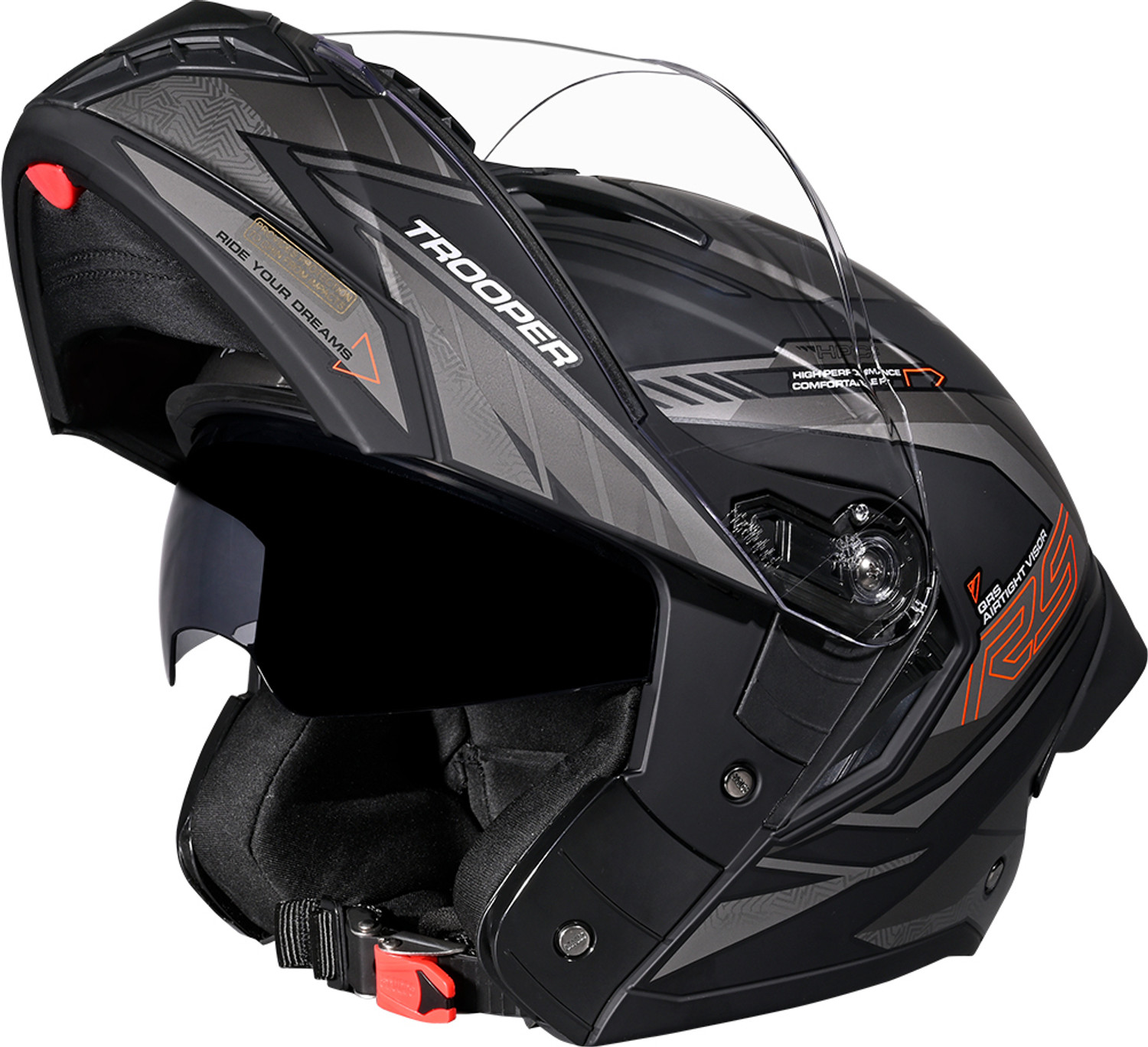 Image of STUDDS Trooper D4 Race ISI and DOT Certified Flip-Up Helmet with Spoiler Motorbike Helmet