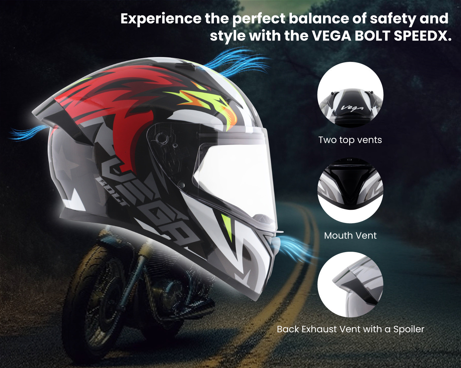 Image of VEGA Speedx Motorbike Helmet