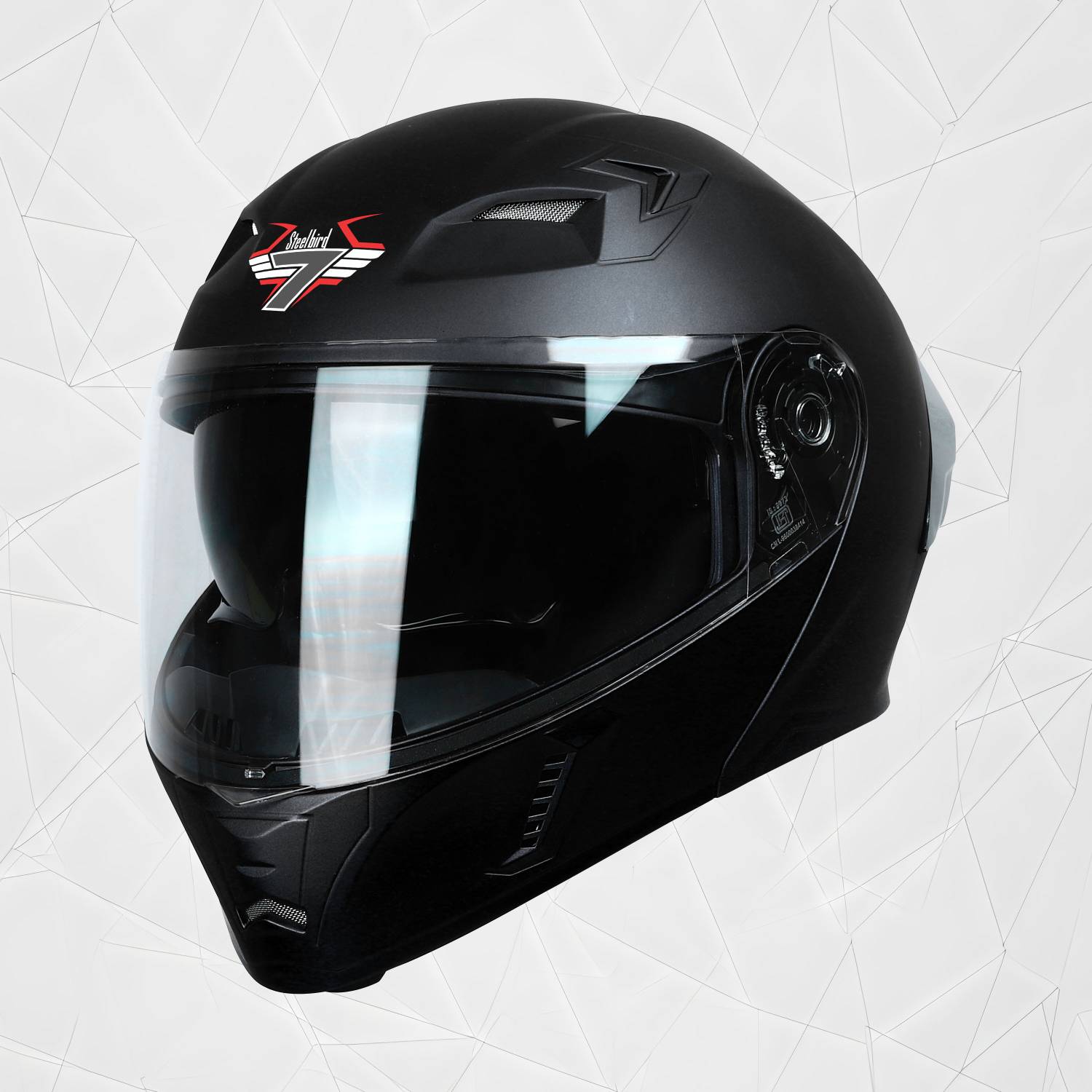 Steelbird SBA-20 7Wings Flip-Up Black Motorbike Helmet - Image 3
