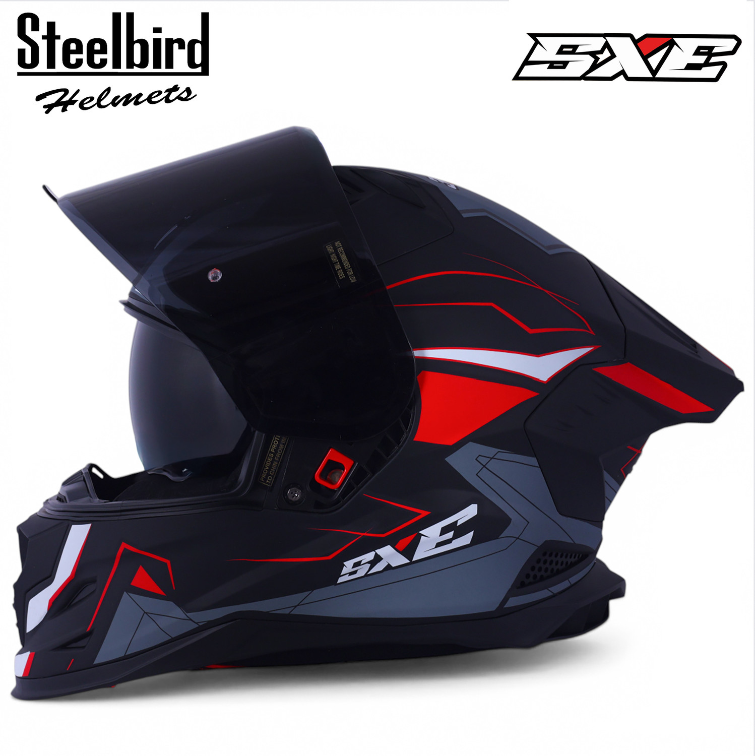 Image of Steelbird Air SBH-61 ISS SXE RACE-X TPE EDITION Matt Black Red Full Face Motorsports Helmet