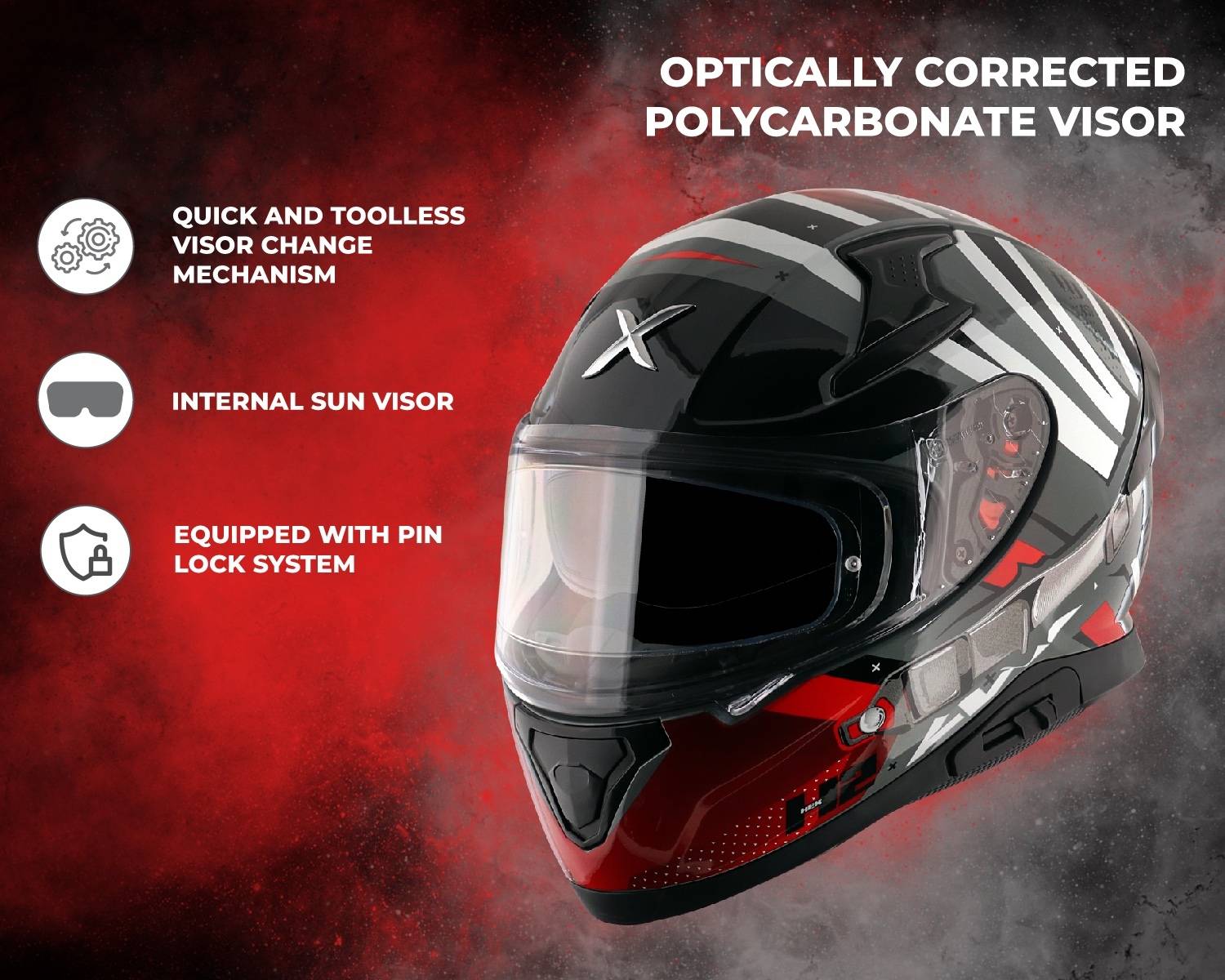 Axor Apex Hex-2 Motorbike Helmet (Gray) - Image 3