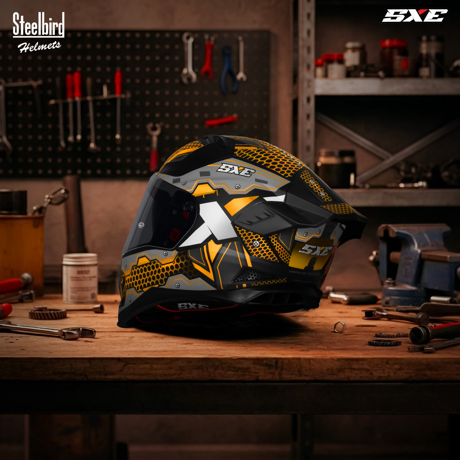 Image of Steelbird SBH 61 SXE X3 ISI and Dot Certified Full Face Graphic Motorbike Helmet
