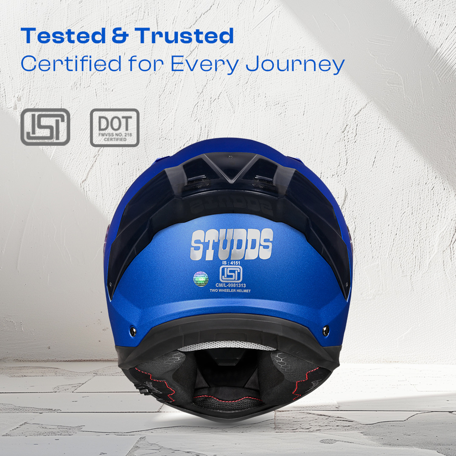 Image of STUDDS Helios Full Face ISI and DOT Certified Helmet with Antifog 100 Lens Motorbike Helmet