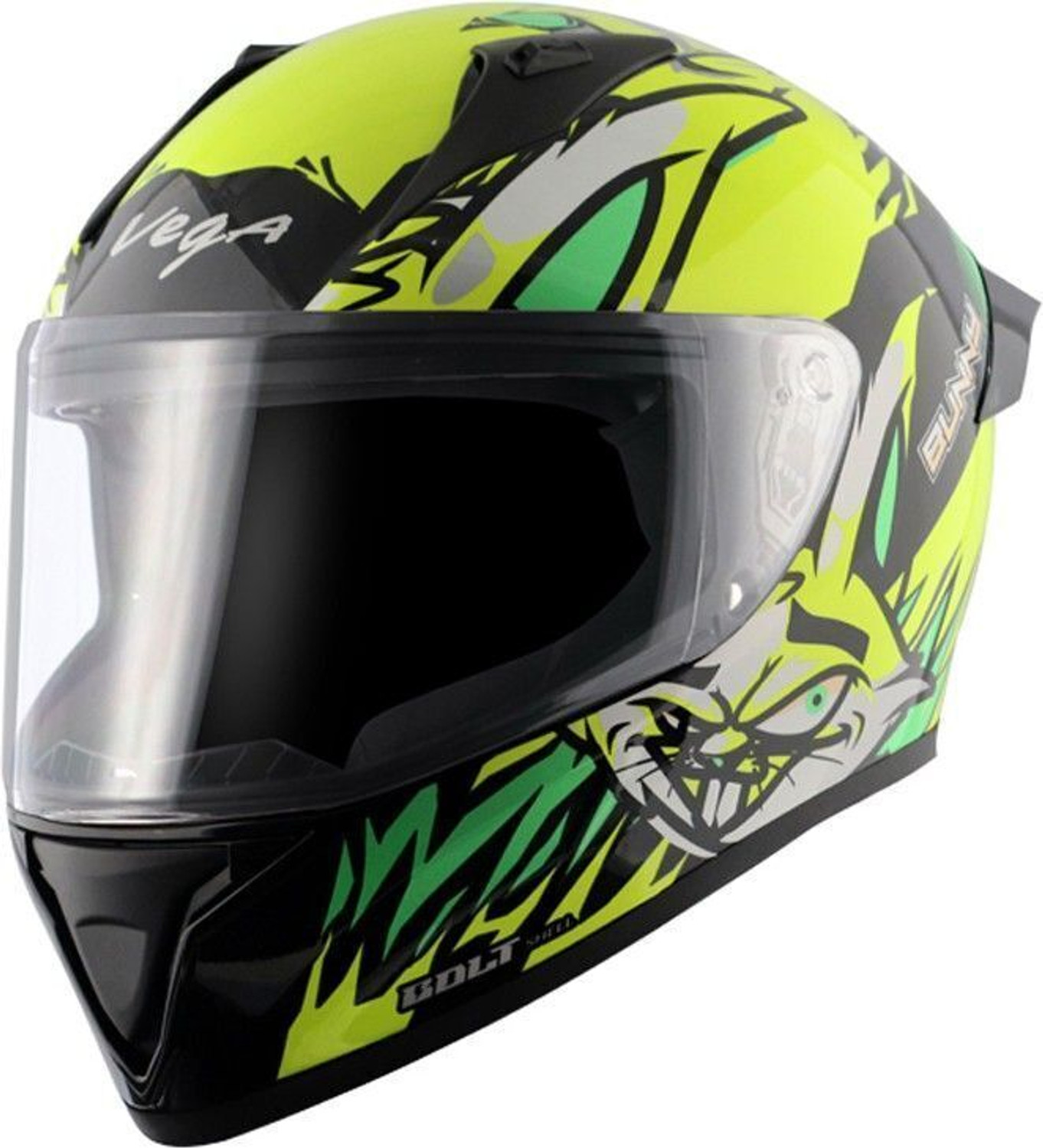 Image of VEGA Bunny Black Neon Yellow Medium Motorbike Helmet