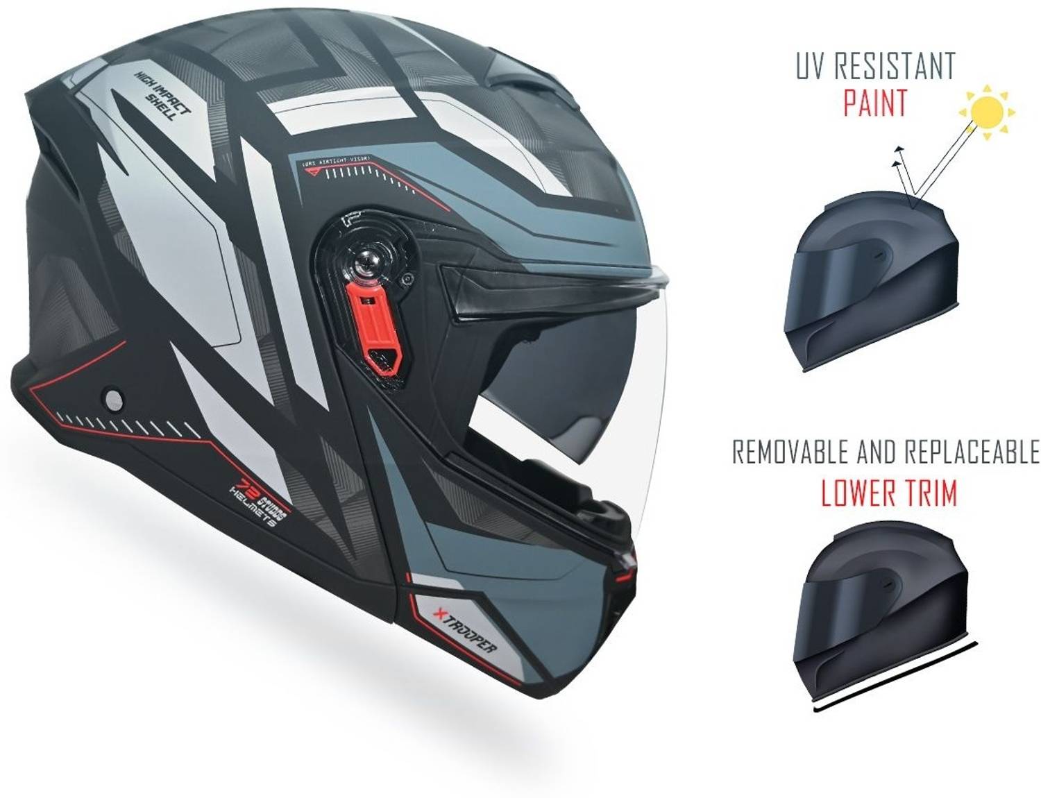 STUDDS Trooper D2 Motorbike Helmet Black - Image 4
