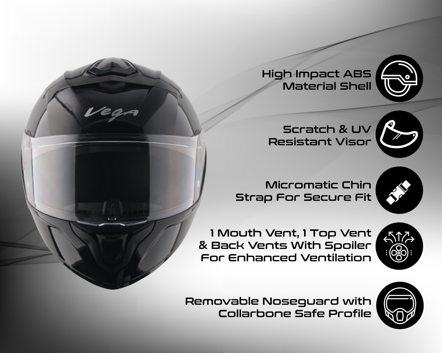 Image of VEGA VF-10 Turbo Solid Motorbike Helmet