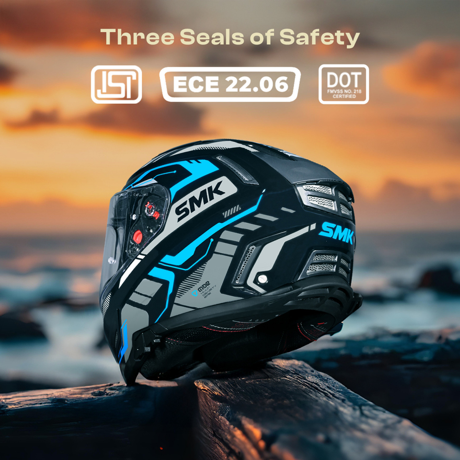 Image of SMK AGNAR TEKTRON ISI, DOT & ECE 06 Certified Helmet with Dual Visor Motorbike Helmet