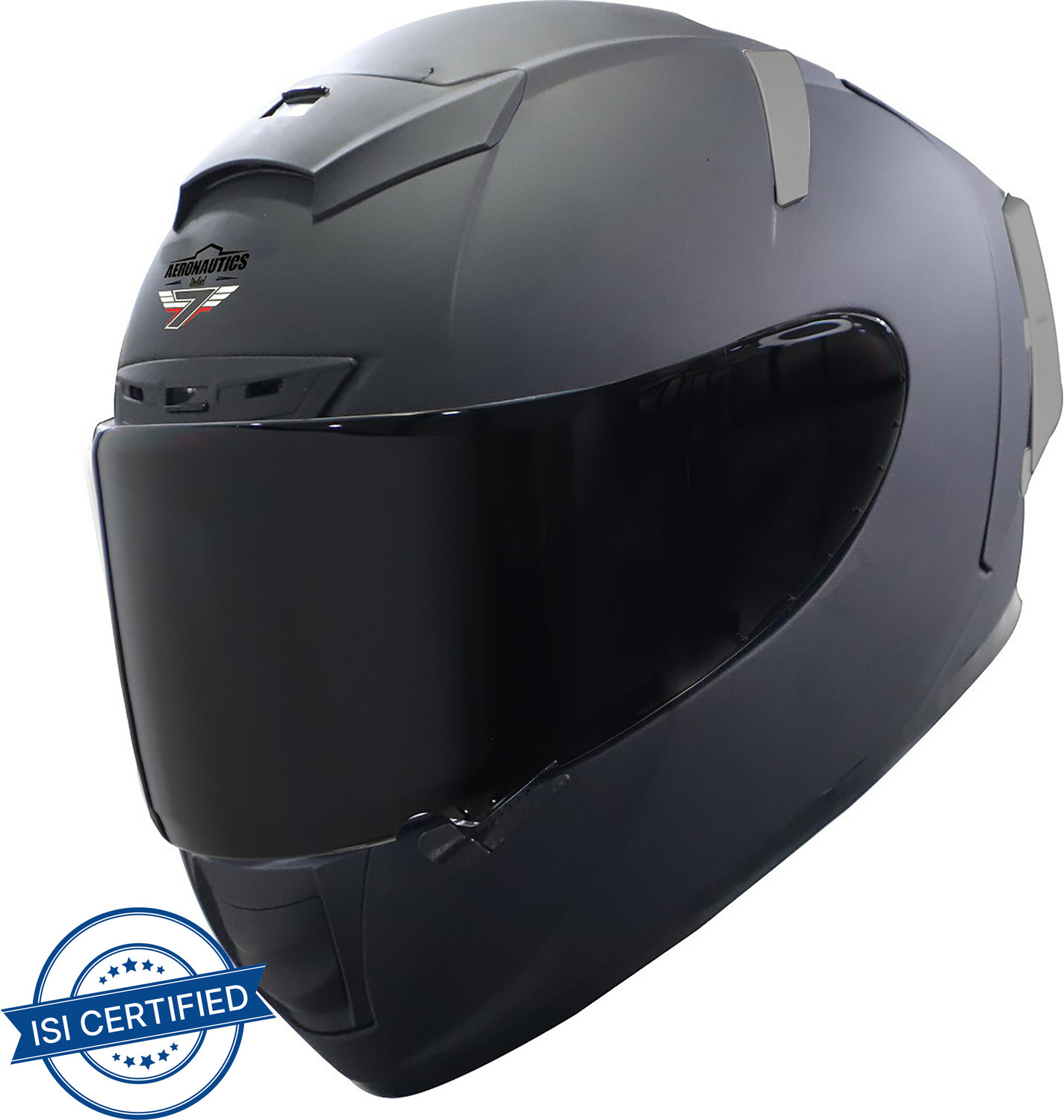 Image of Steelbird SA-2 7Wings Super Aeronautics Full Face Helmet in Matt Midnight Black Motorbike Helmet