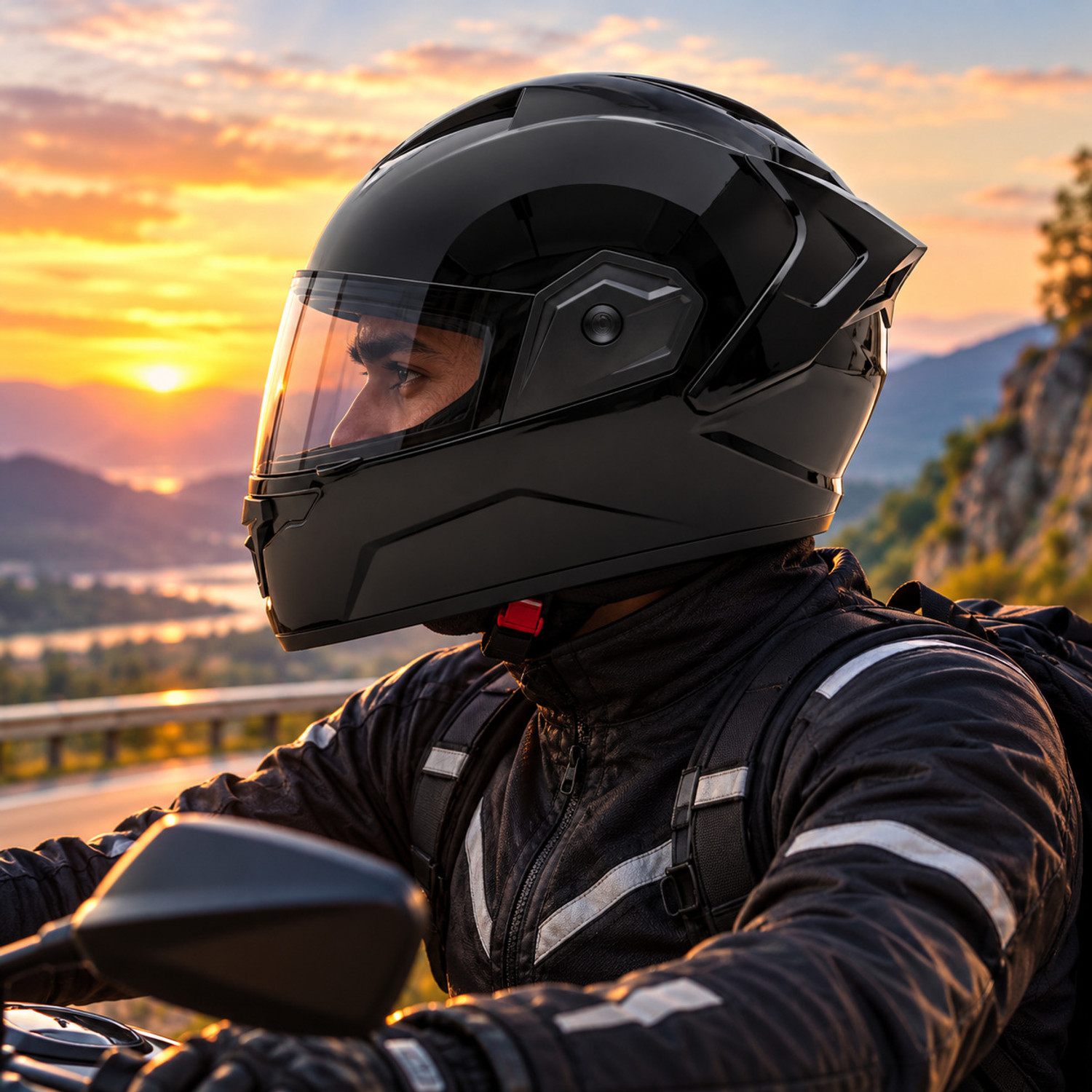 Image of FOROLY Raven ABS Spoiler with Black Visor in Durable Material Motorbike Helmet (Black)