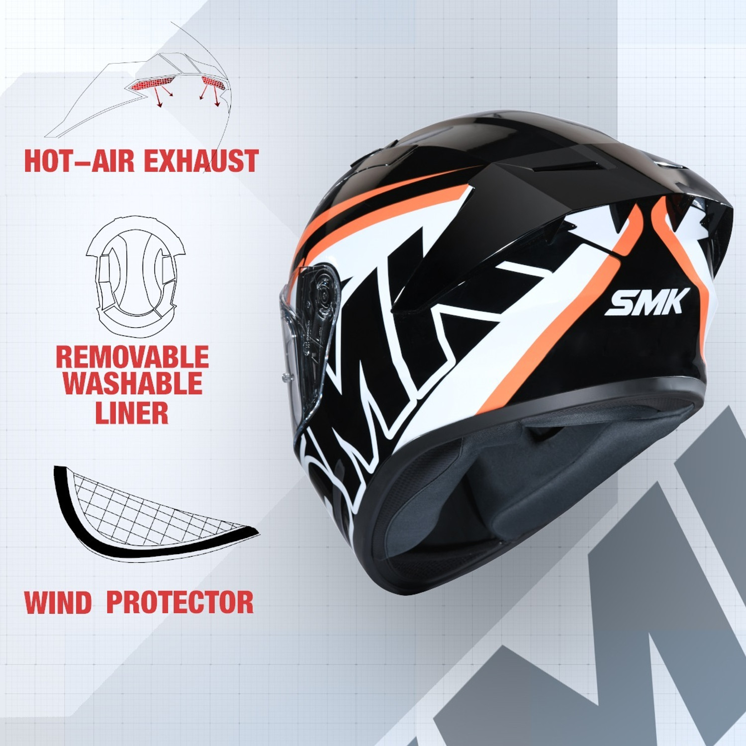 Image of SMK Stellar Motorbike Helmet