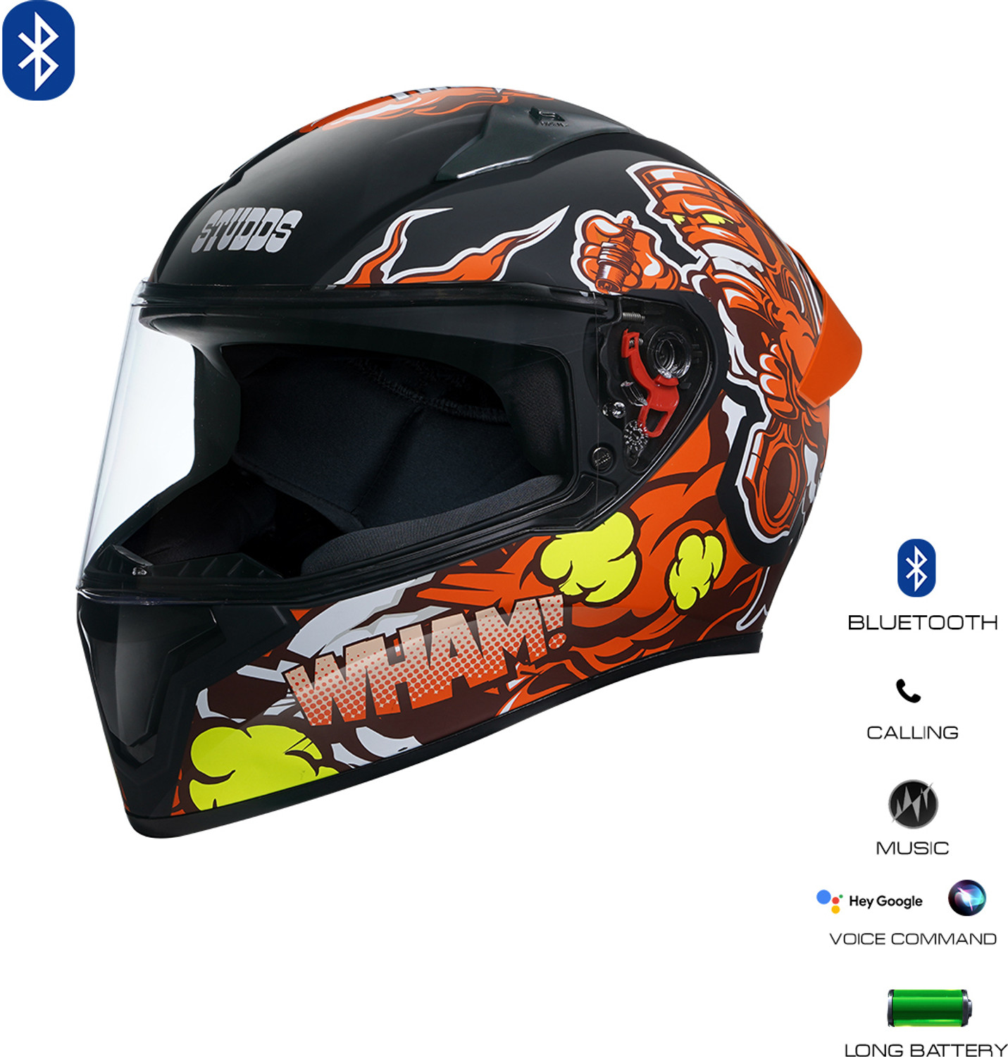 Image of STUDDS Thunder Communication Ready D10 Bluetooth Helmet Motorbike Helmet