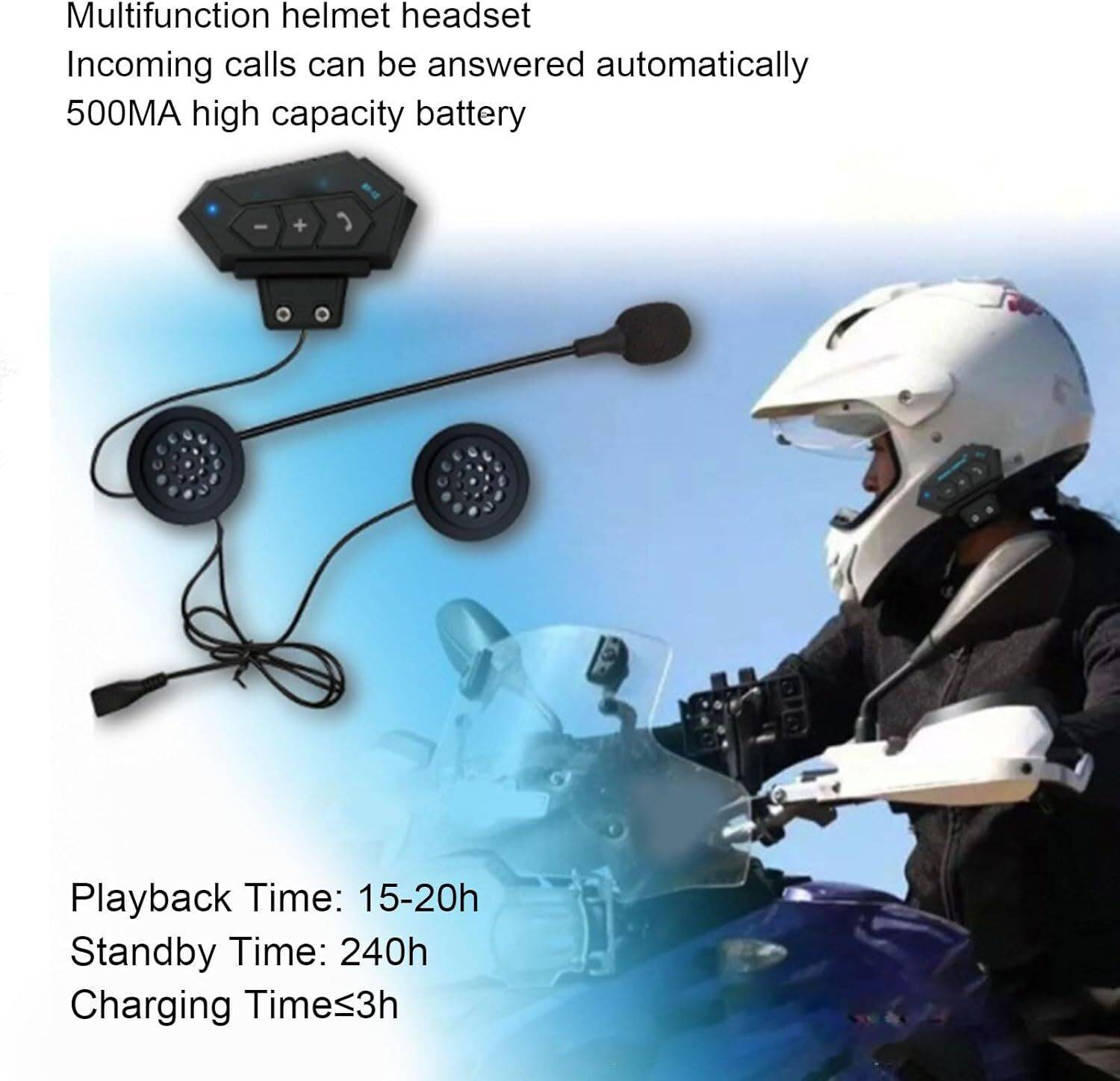 UPOZA BT12 Motorcycle Helmet Bluetooth Headset - Image 5