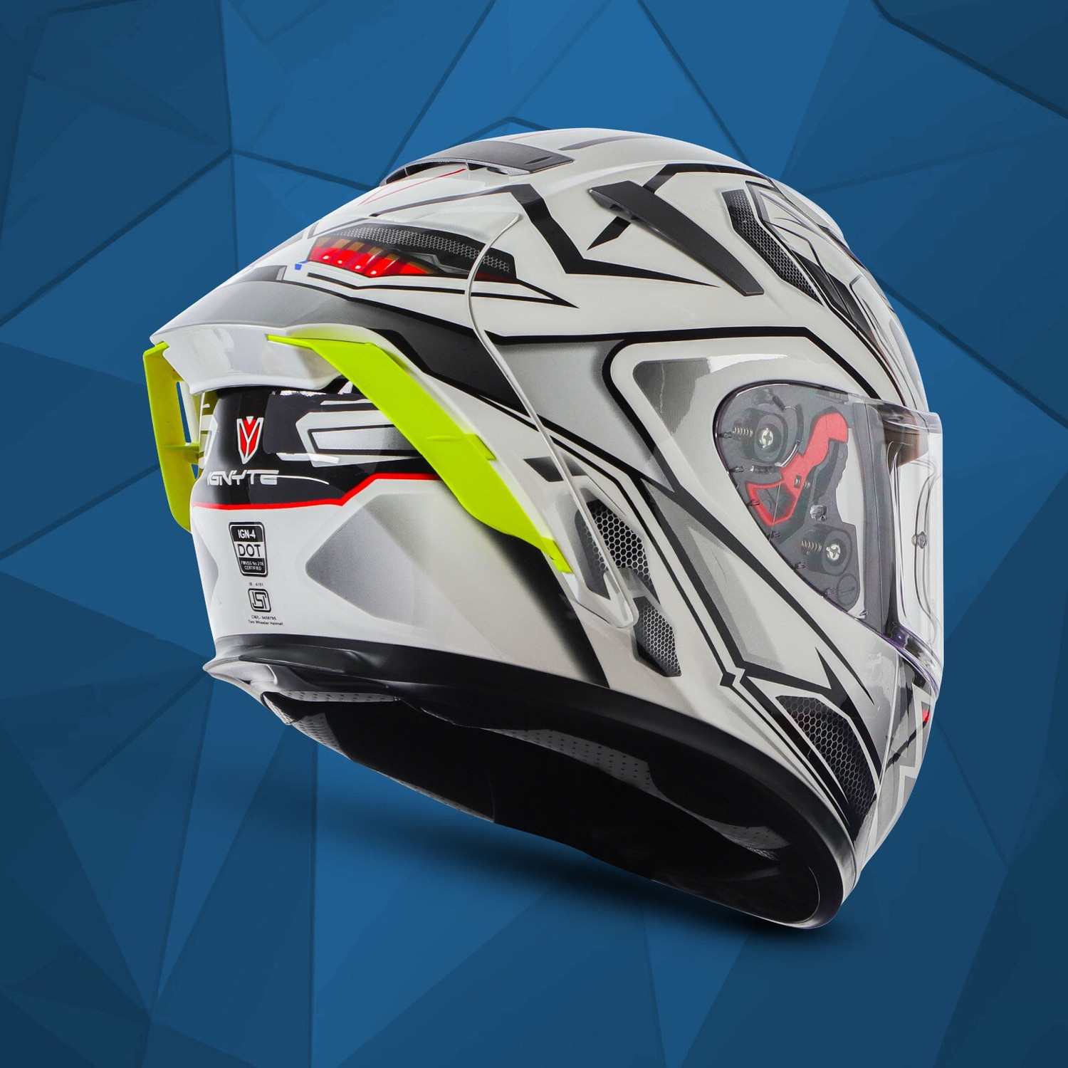 Image of IGNYTE IGN-4 Racer ISI /DOT Certified Full Face Graphic Helmet with Inner Sun Shield Motorbike Helmet