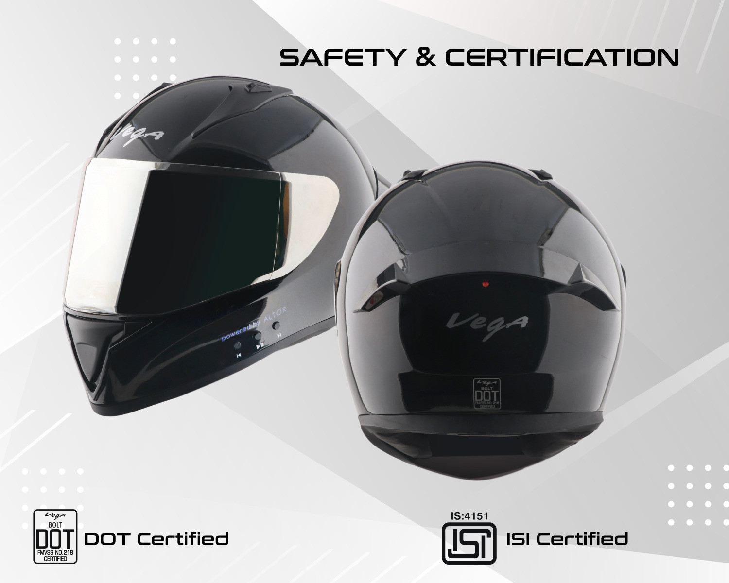 Image of VEGA Bolt Bluetooth Helmet Motorbike Helmet