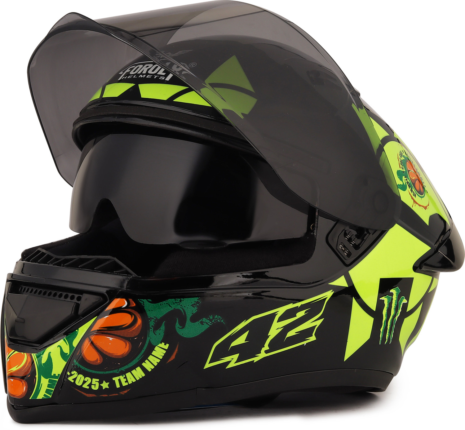 Image of FOROLY Bolt ABS Material, with Sunvisor, Unbreakable PC Visor Motorbike Helmet