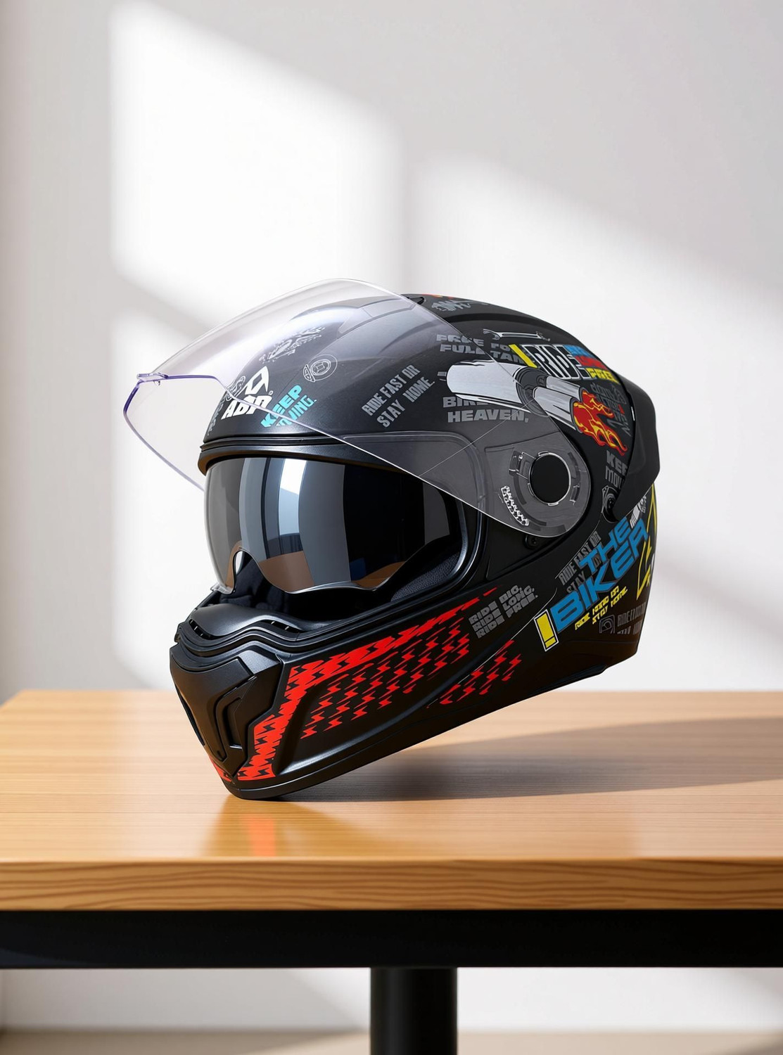 Image of ABP Moto Air ISI & DOT Certified Full Face Helmet with Dual Visor | D10 Motorbike Helmet
