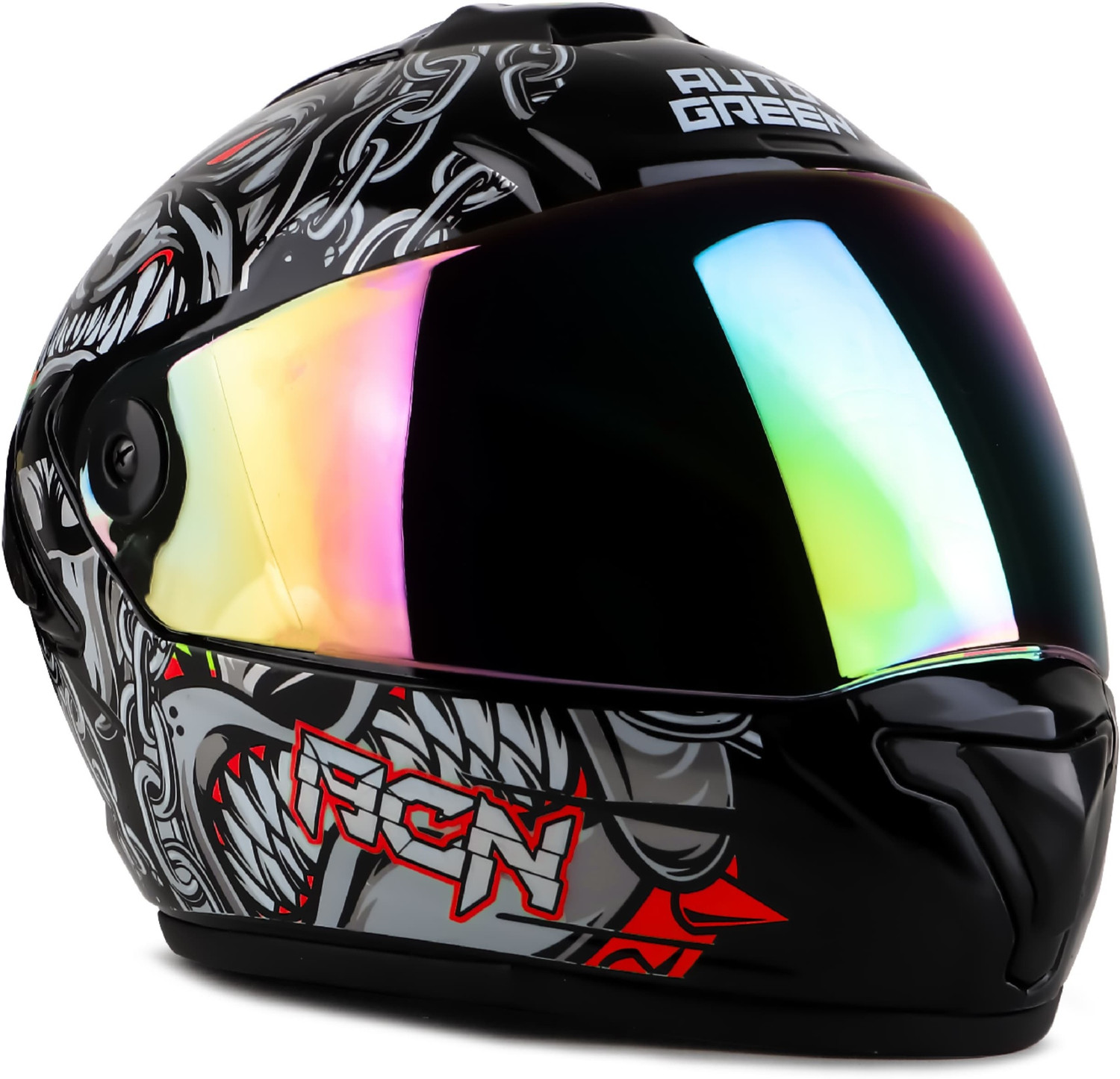 Image of Agx Autogreen Pitbull Speed with Rainbow Visor Motorsports Helmet (Red)