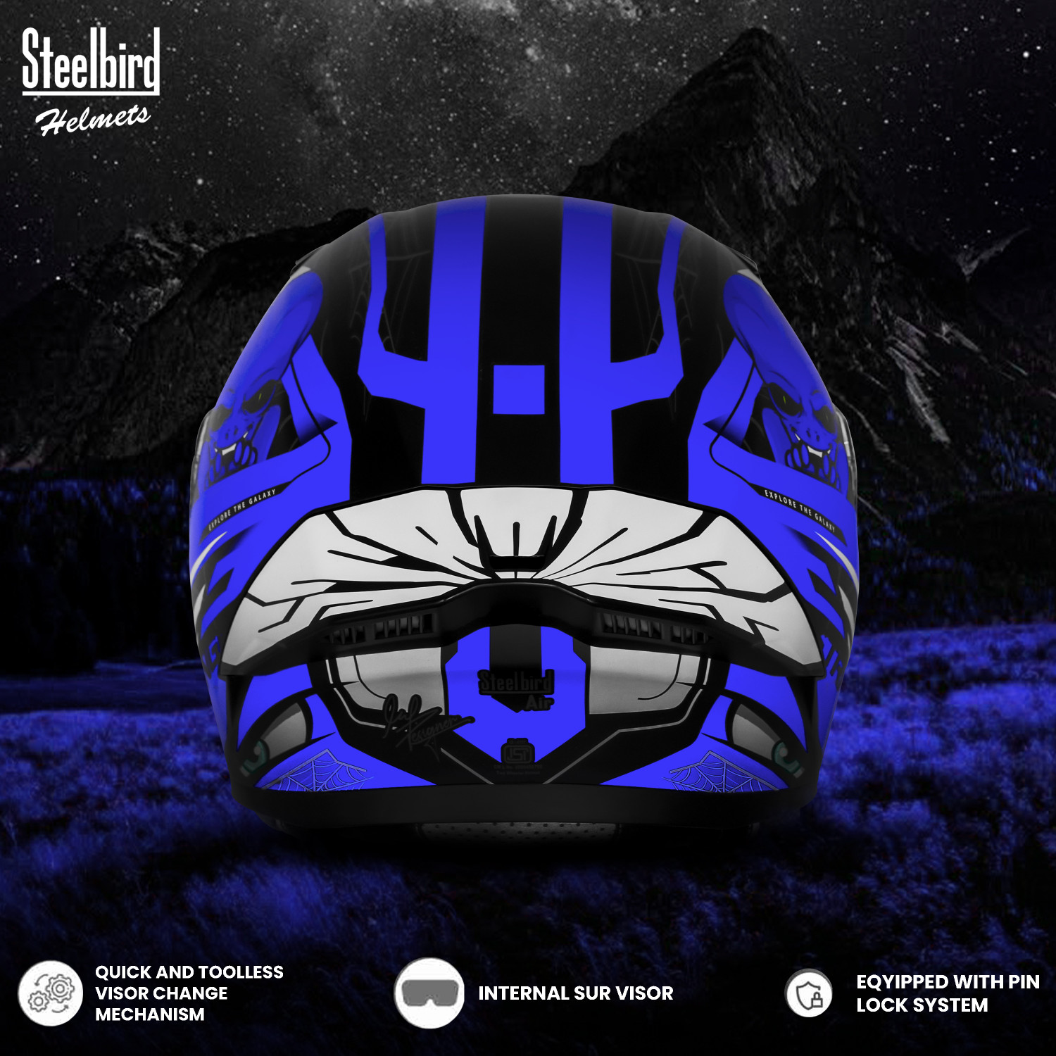 Image of Steelbird SBA-20 Strange ISI Certified Flip-Up Graphic Helmet for Men and Women Motorbike Helmet
