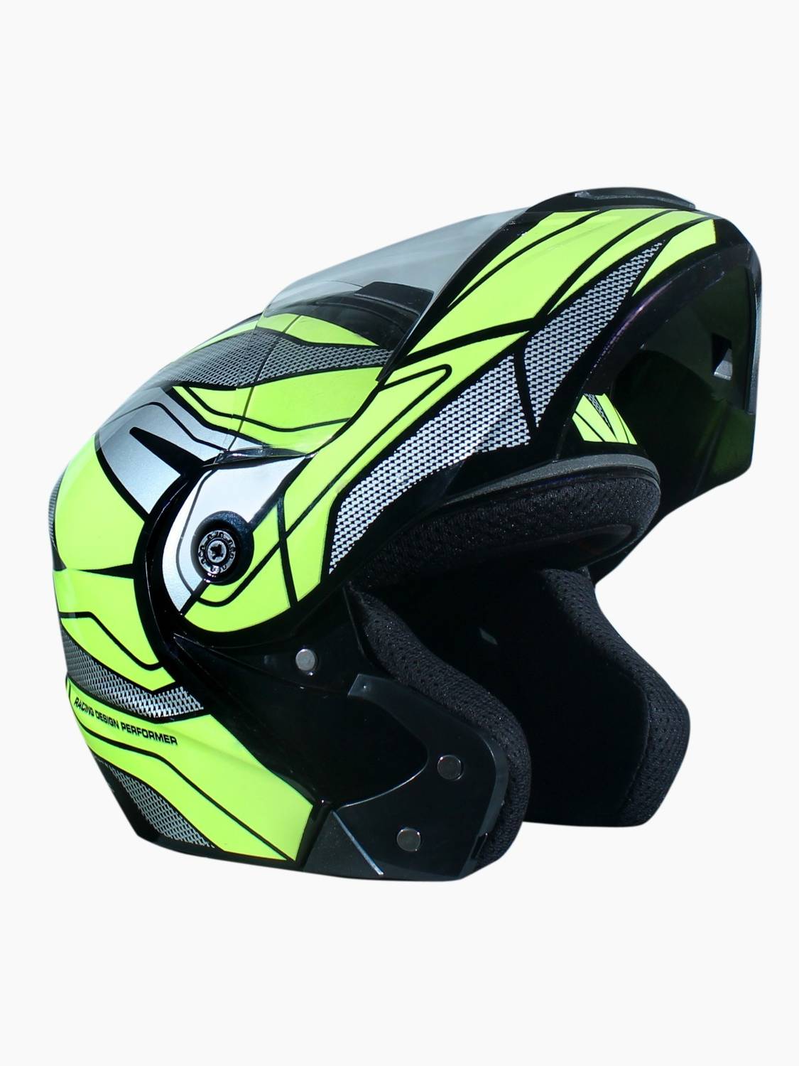 SKYHEAD DX PAINT FLIPUP BLACK (NEON GREEN STICKER) Motorbike