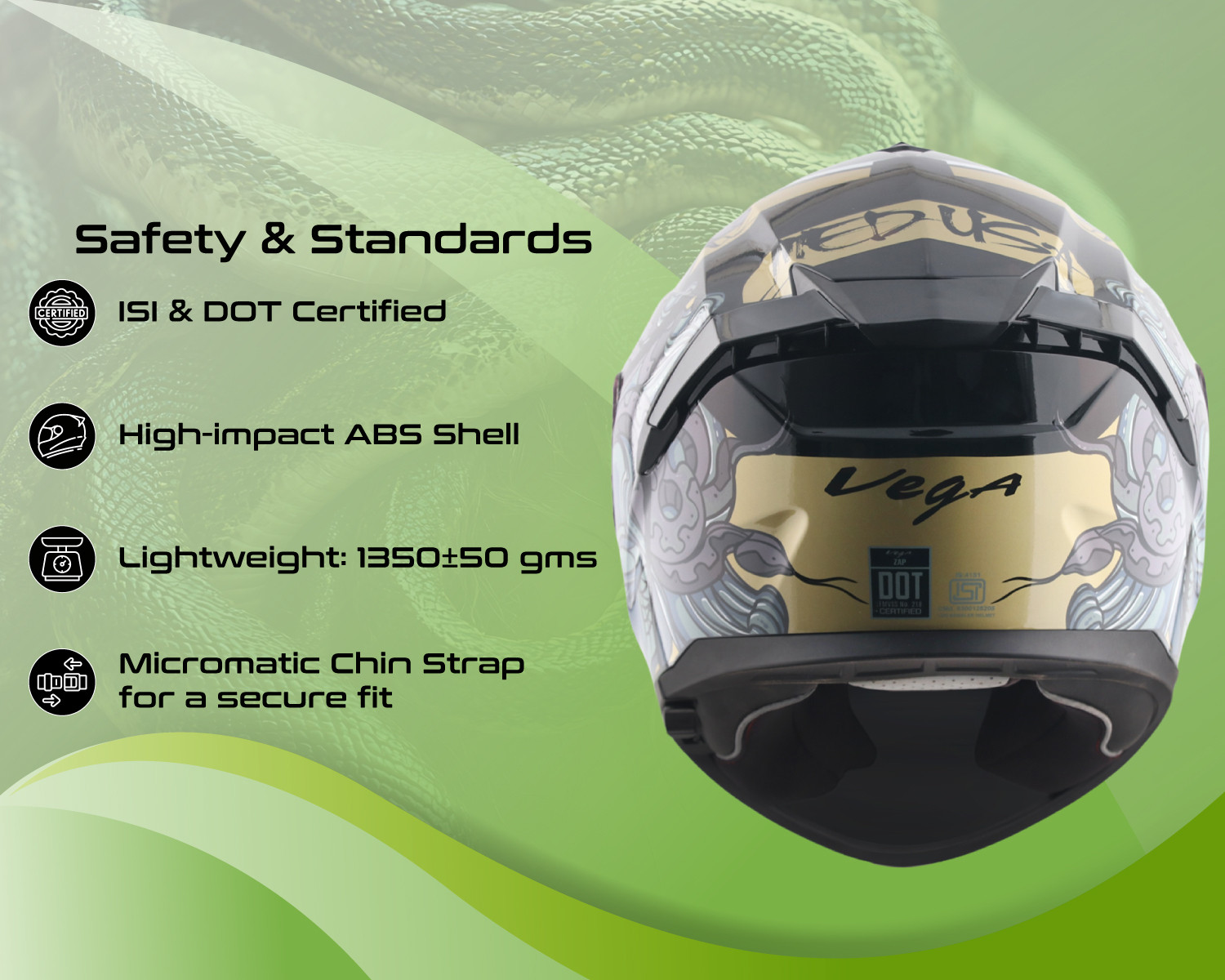 Image of VEGA Zap DV Medusa Motorbike Helmet