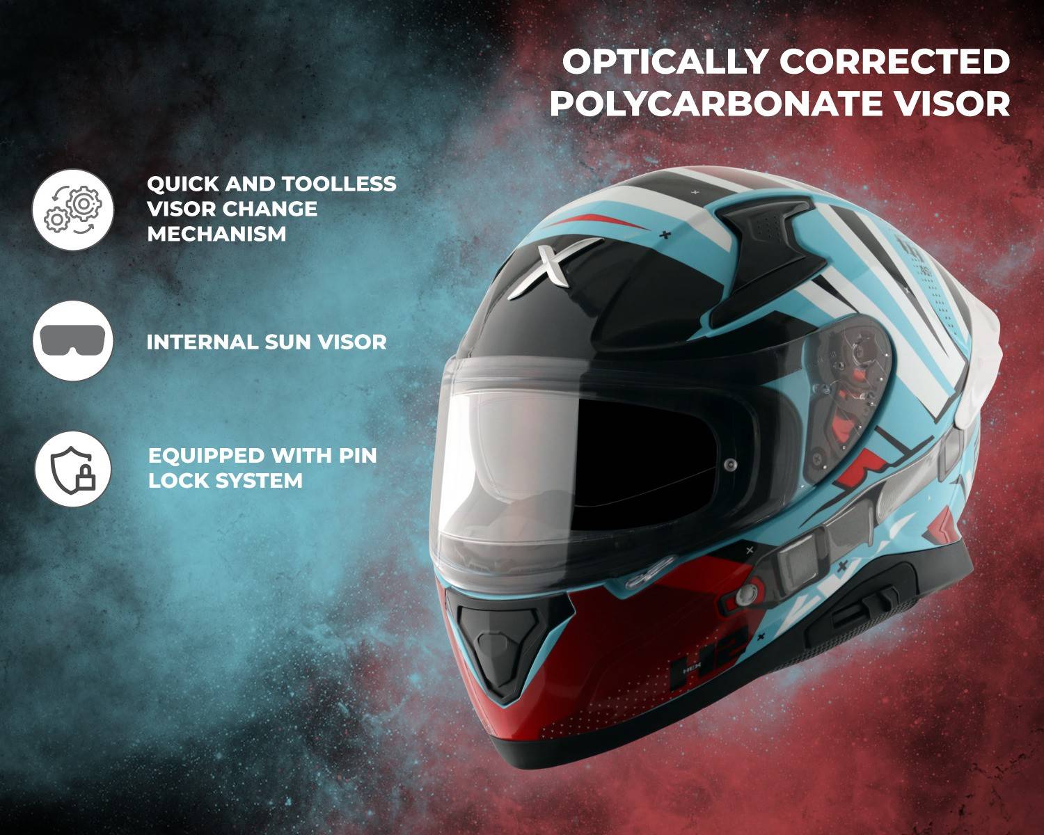 Axor Apex Turbine Motorbike Helmet Blue - Image 2