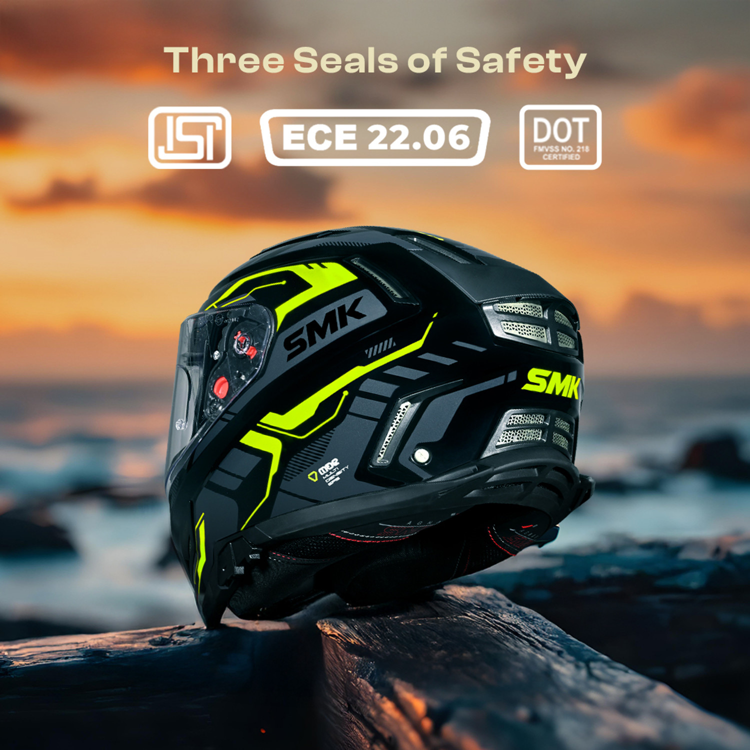 Image of SMK AGNAR TEKTRON ISI, DOT & ECE 06 Certified Helmet with Dual Visor Motorbike Helmet