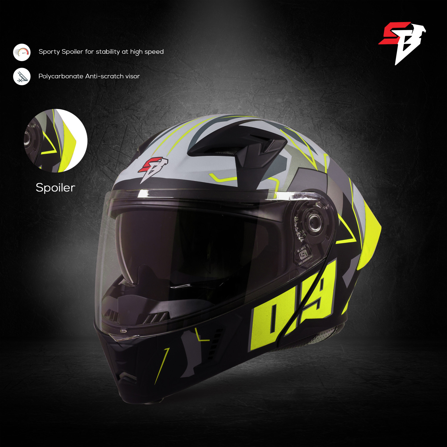 Image of Steelbird SBA-20 09 ISI Certified Flip-Up Graphic Helmet for Men and Women Motorbike Helmet