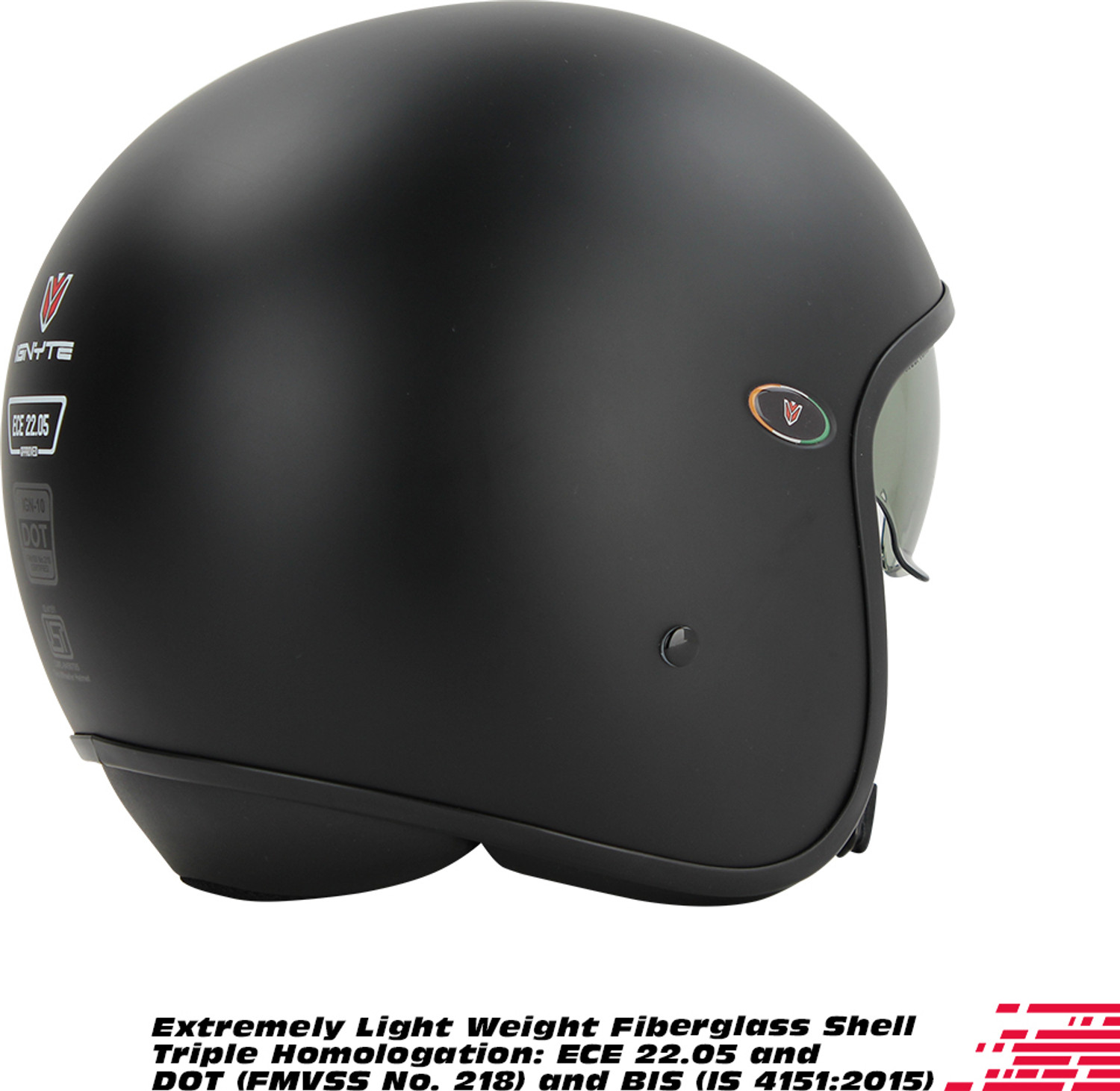 Image of IGNYTE IGN-10 ECE 22.05 /ISI /DOT Certified Open Face Helmet with Smoke Sun Shield Motorbike Helmet
