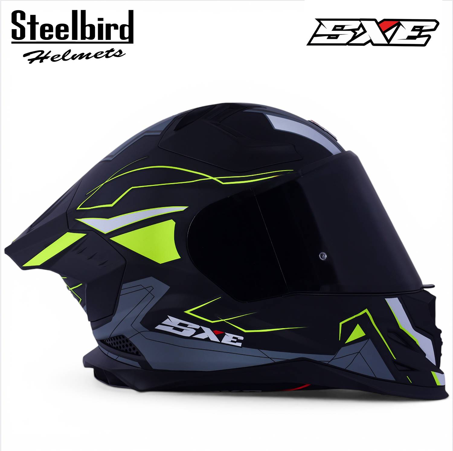 Steelbird Air SBH-61 ISS SXE RACE-X TPE Edition Matt Black Neon Helmet - Image 2