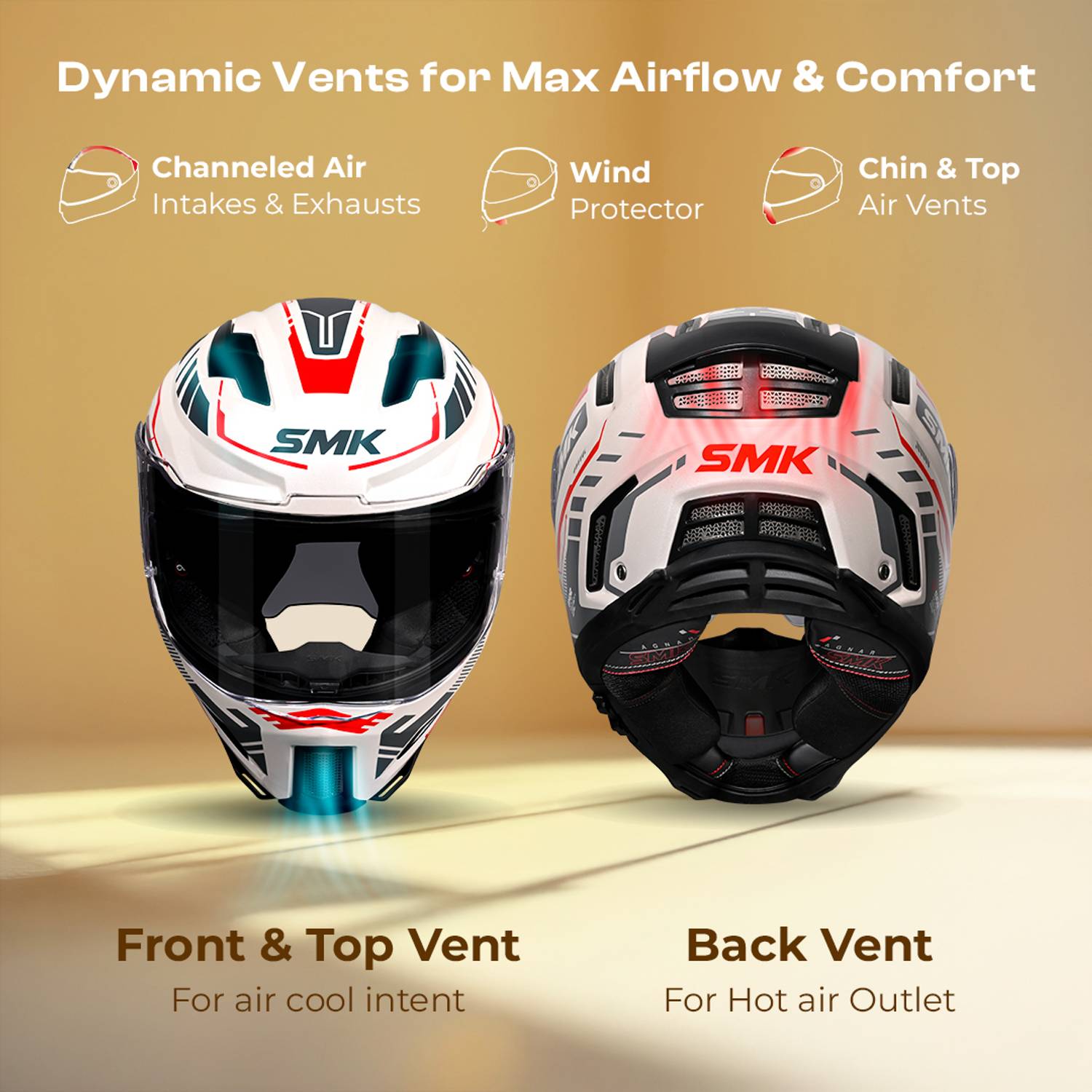 SMK AGNAR TEKTRON Dual Visor Motorbike Helmet - Image 5