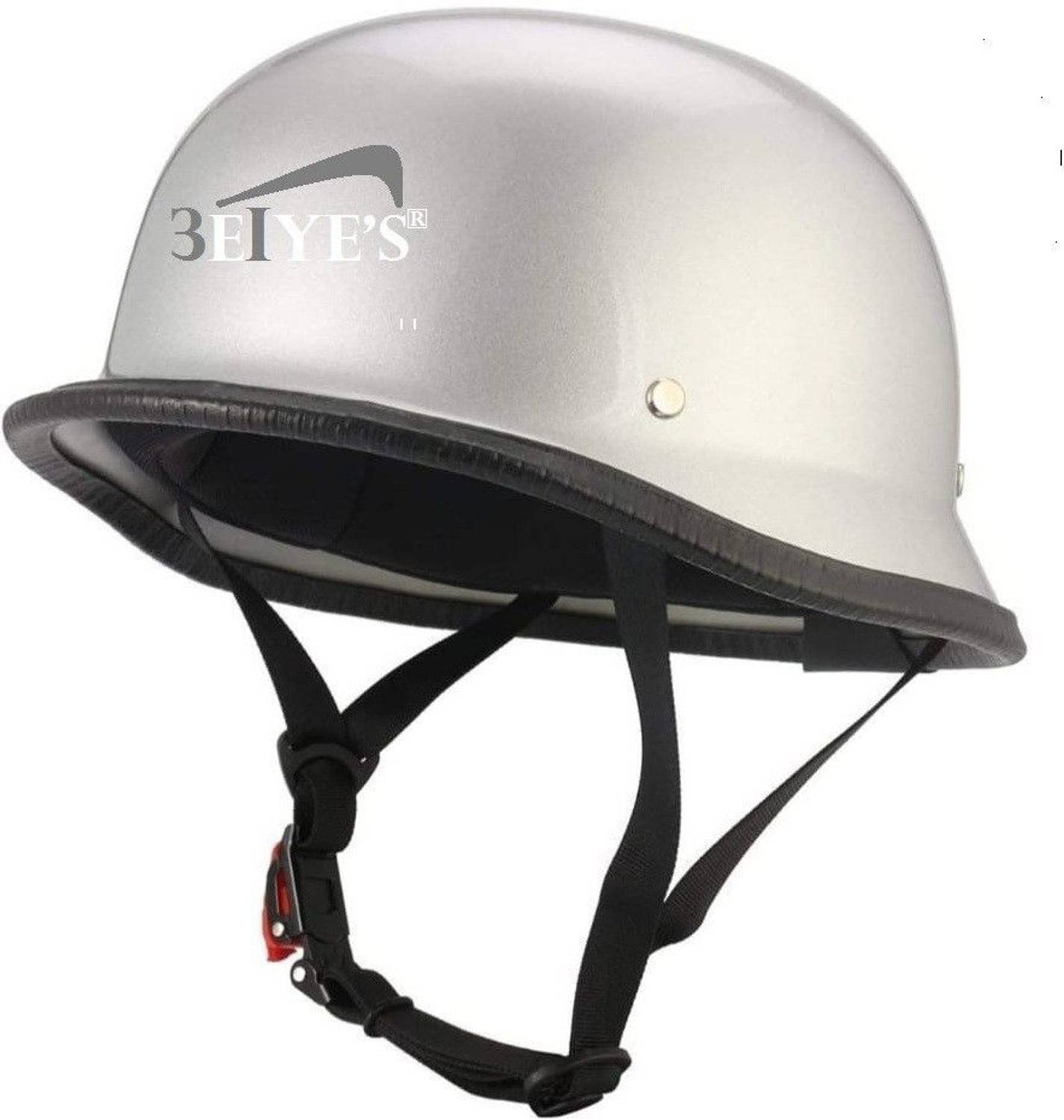 3eiye`s German Look Helmet (Glossy Silver) Motorbike Helmet