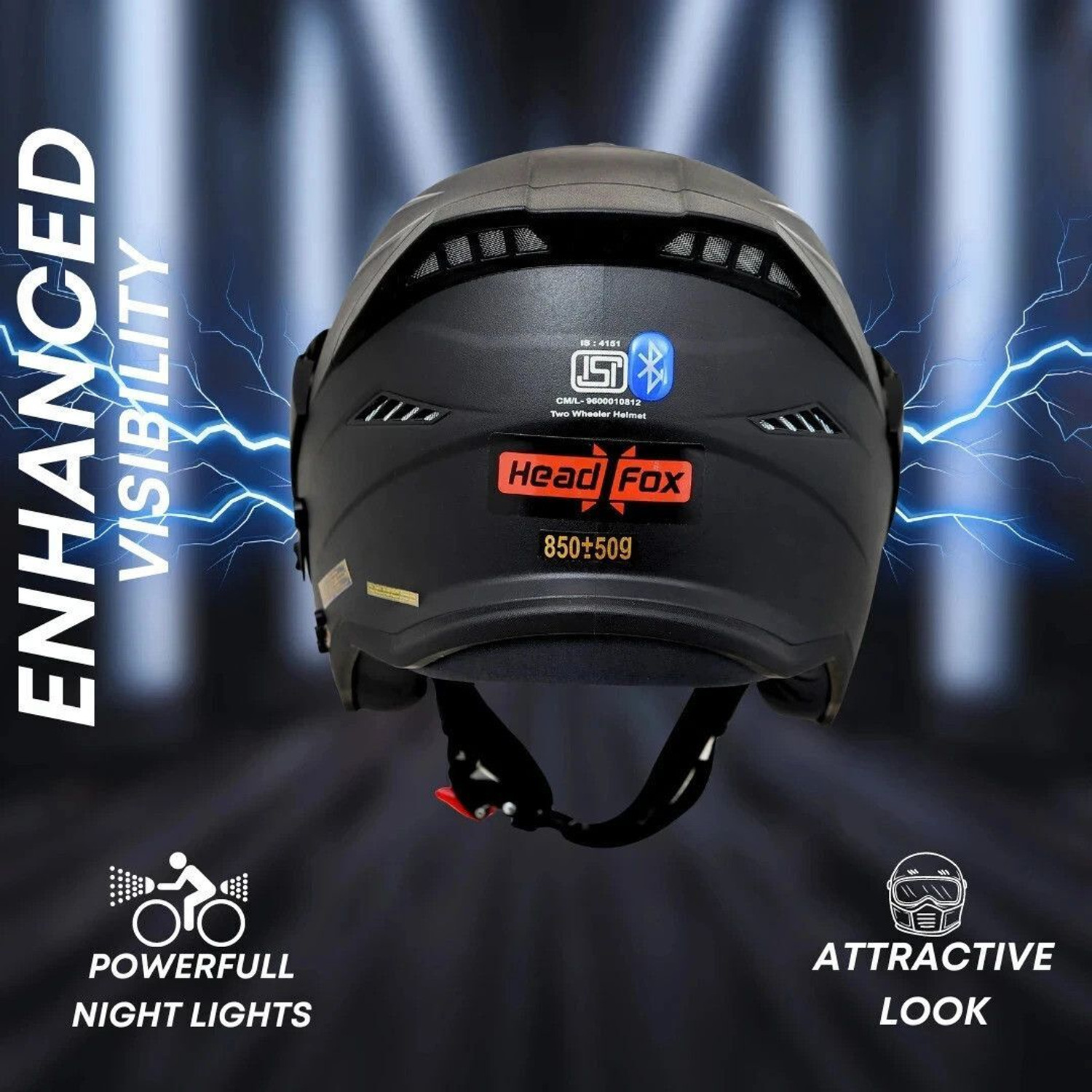 Image of HEADFOX N2 AVA ISI Certified Smart Bluetooth Helmet | Calls | Music | Voice Asst. Motorbike Helmet