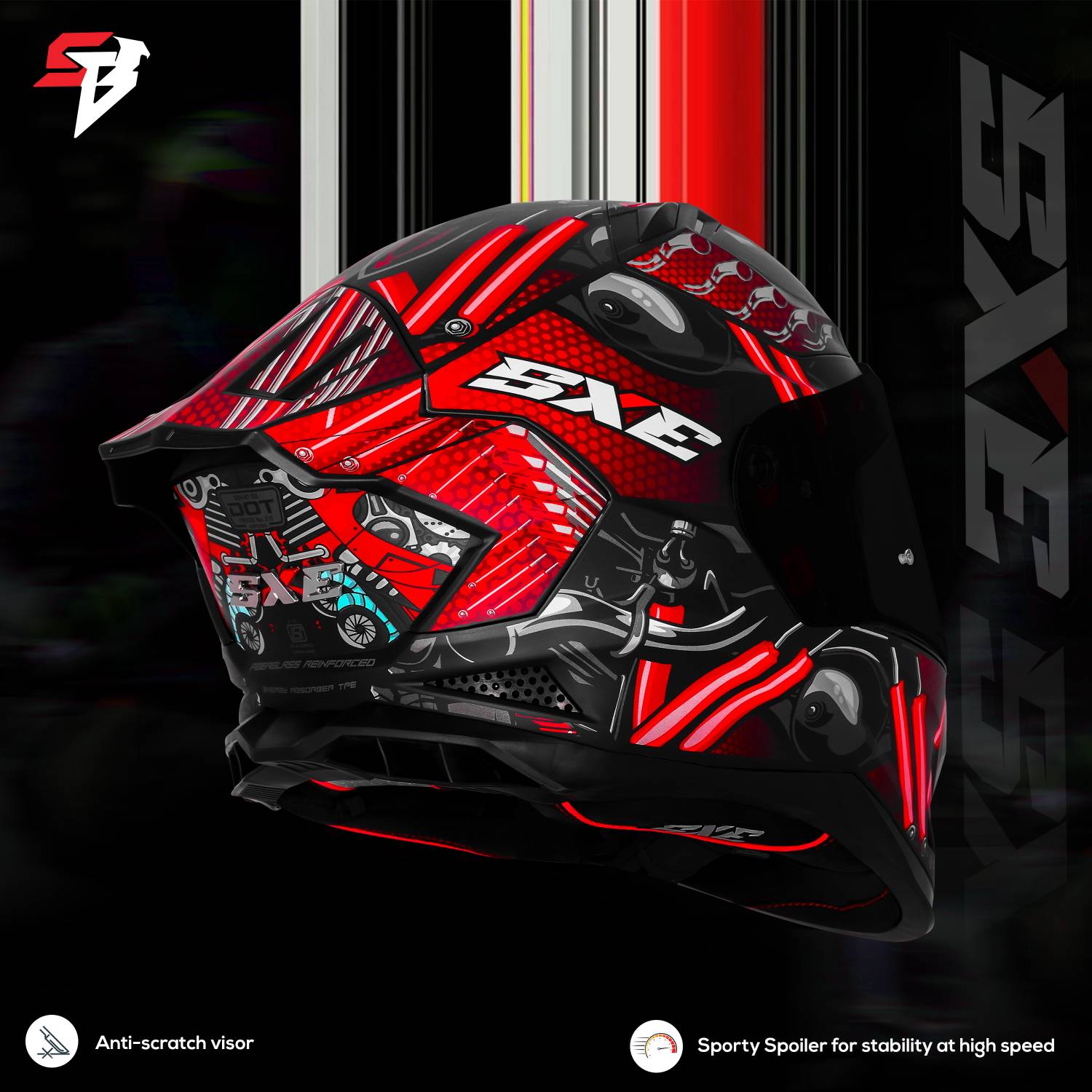 Steelbird SBH 61 SXE X2 Full Face Motorbike Helmet - Image 5