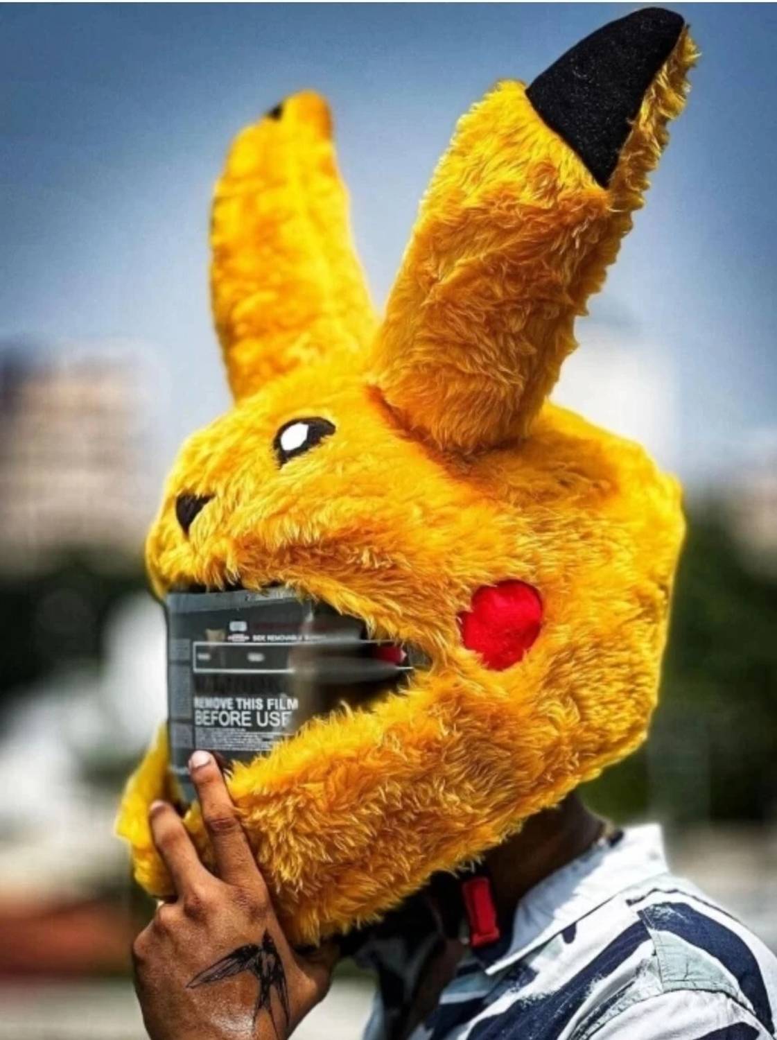 BestLook PIKACHUUU STYLE BUNNY HELMET COVER FOR MOTORBIKES HELMET SPECIALLY FOR RIDERS Motorbike Helmet