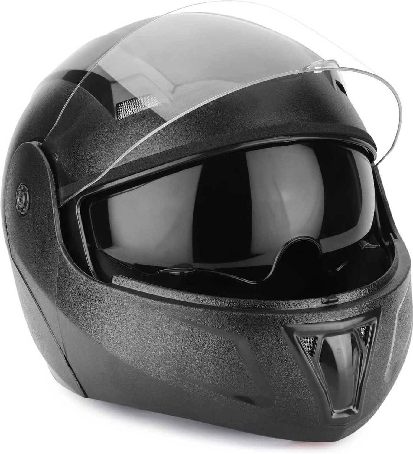 Image of FOROLY O2 Flipup ISI with Scratch Resistant Polycarbonate Visor & SunVisor Glasses SR1 Motorbike Helmet (Black)