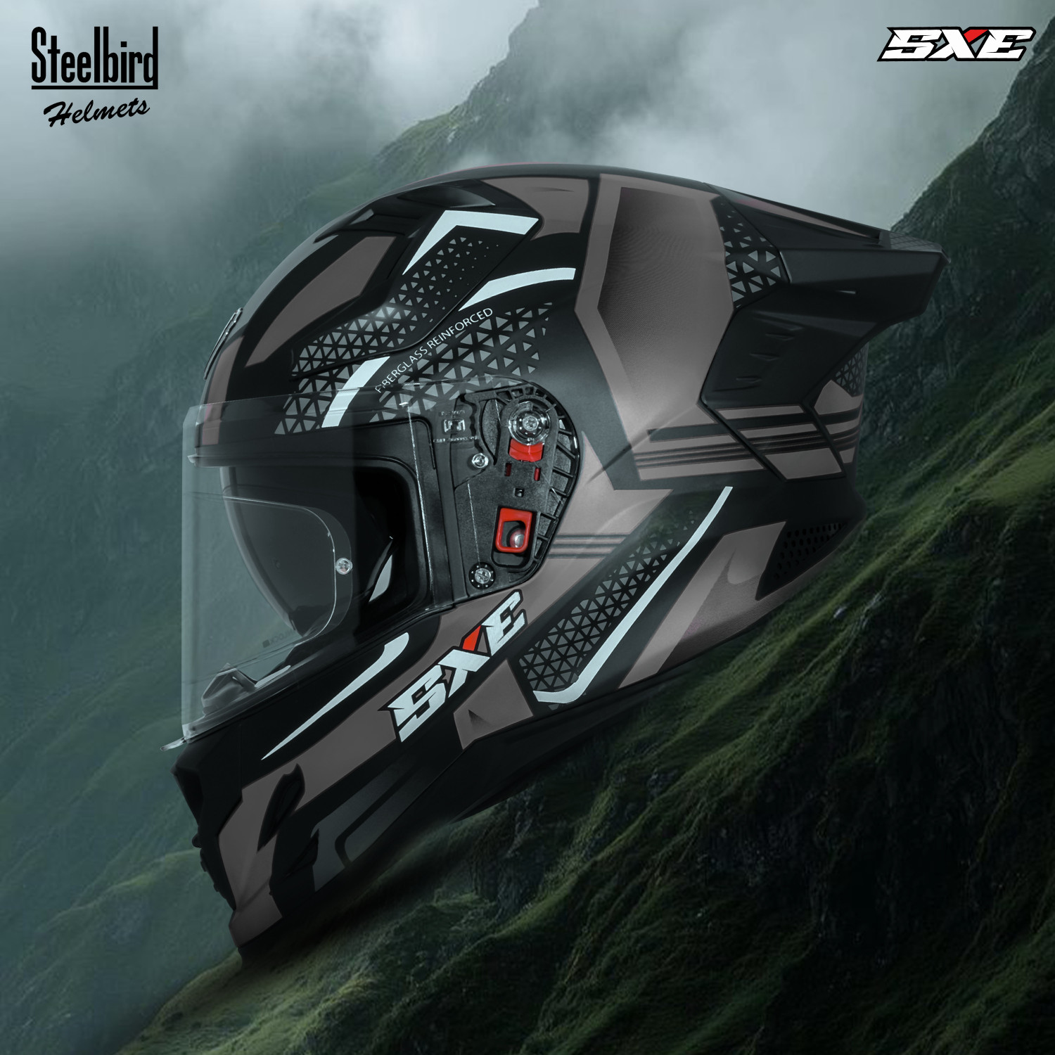 Image of Steelbird SBH-61 SXE X5 Pinlock ISI and Dot Certified Full Face Graphic Helmet for Men Motorbike Helmet