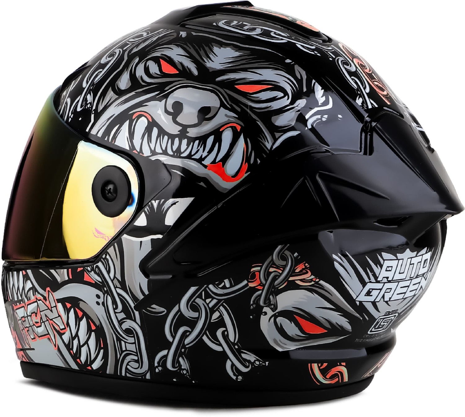 Image of Agx Autogreen Pitbull Speed with Rainbow Visor Motorsports Helmet (Red)