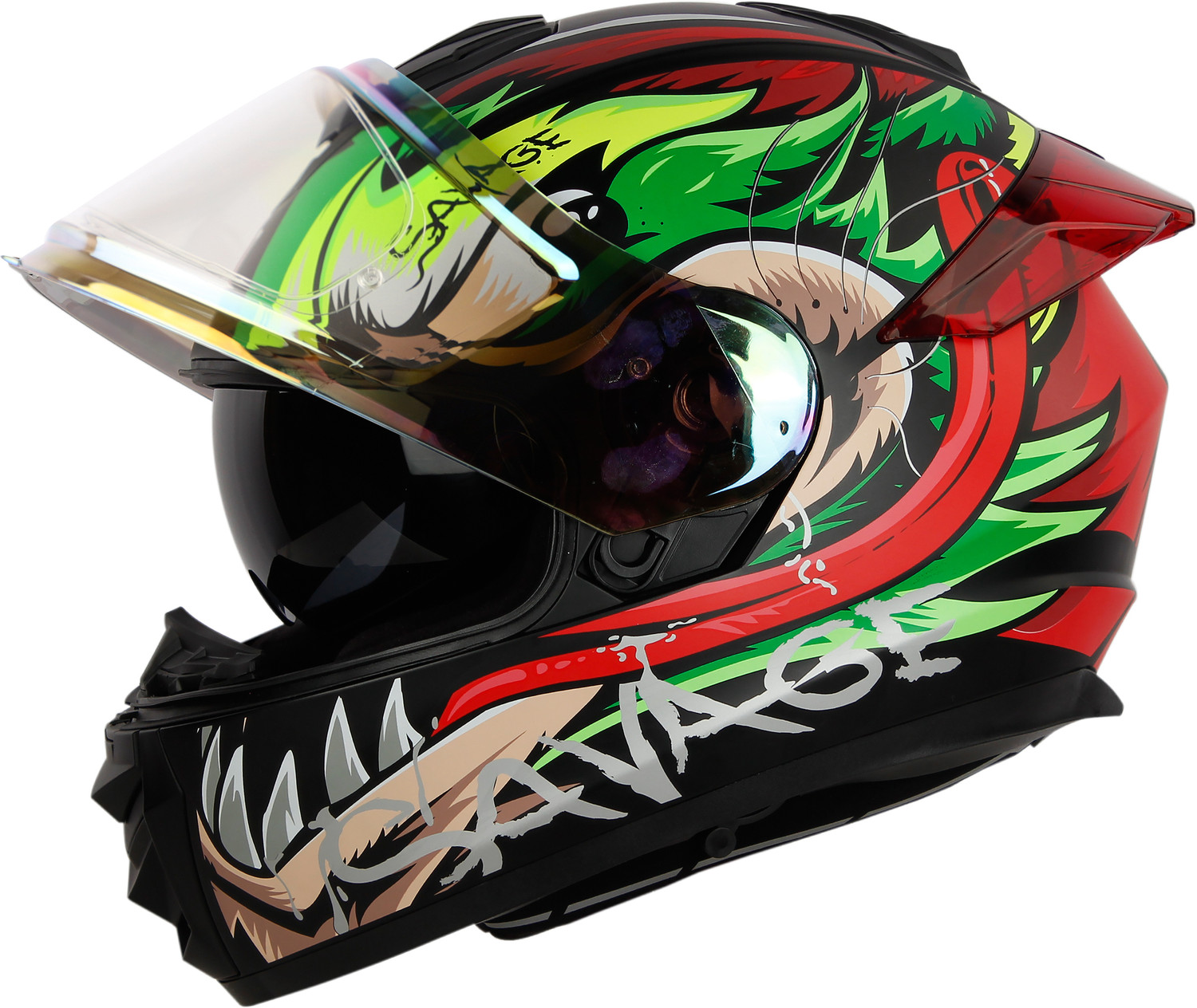 Image of IGNYTE IGN-8 Savage ISI /DOT Certified Full Face Graphic Helmet with Inner Sun Shield Motorbike Helmet