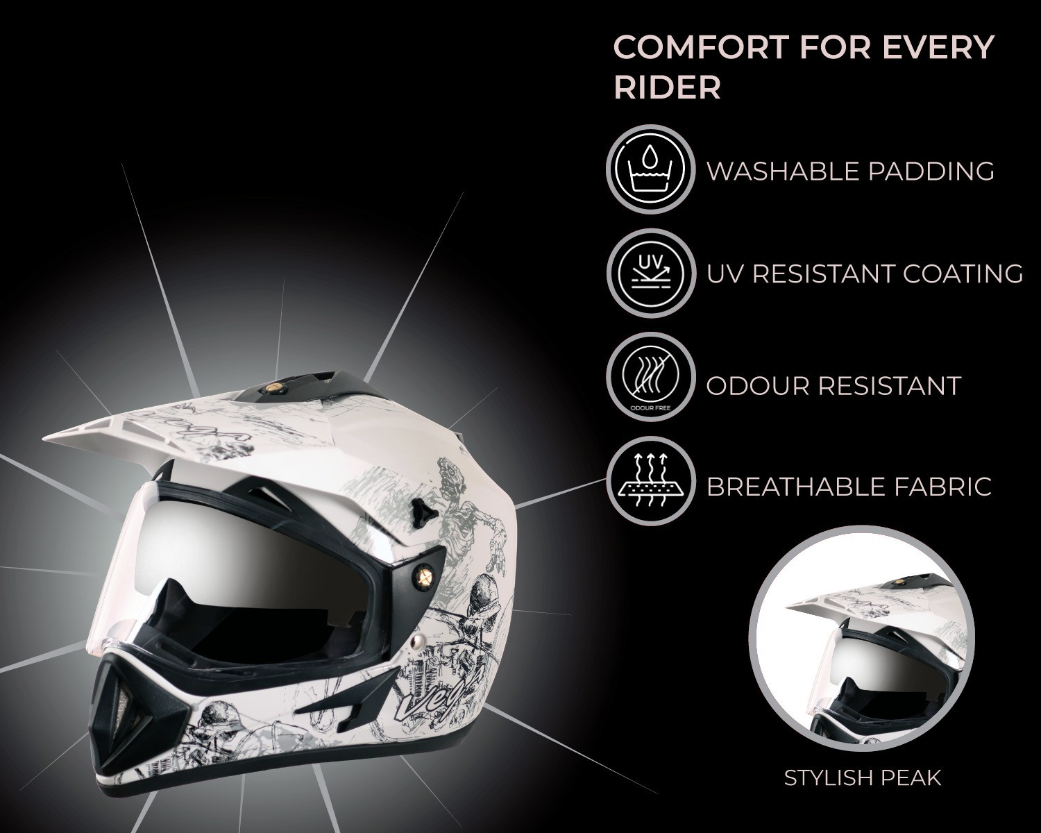 Image of VEGA Off Road D /V Sketch Motorbike Helmet