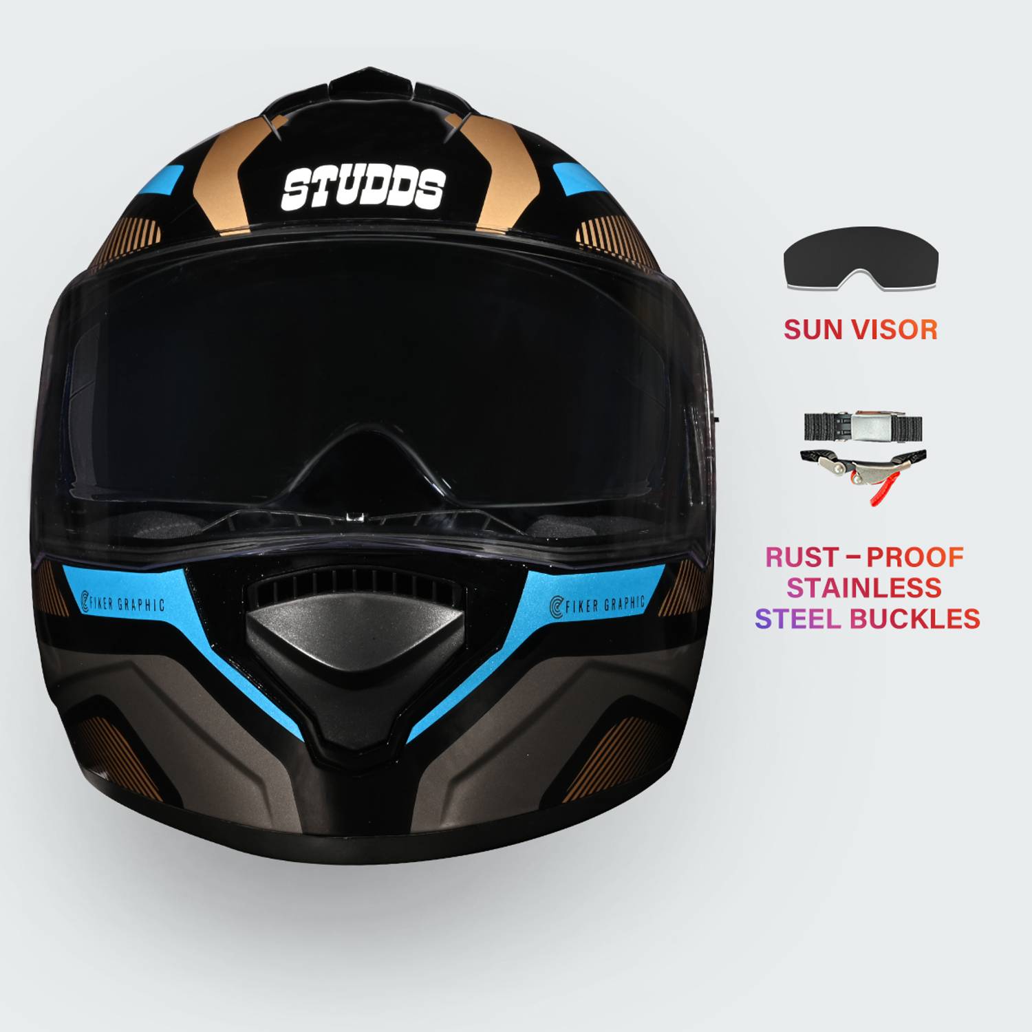 STUDDS Drifter D5 Fiker Full Face Helmet - Image 2
