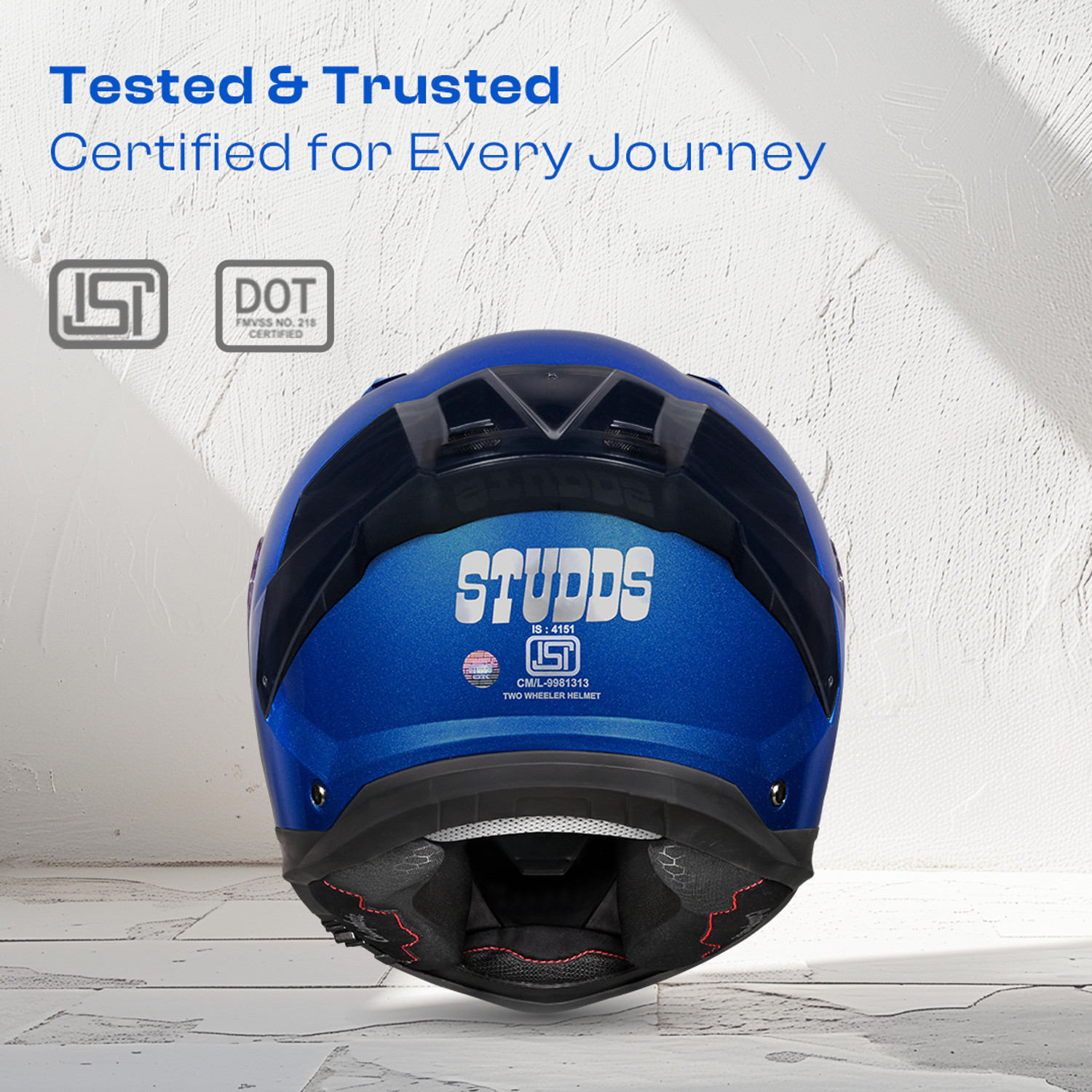 Image of STUDDS Helios Full Face ISI and DOT Certified Helmet with Antifog 100 Lens Motorbike Helmet