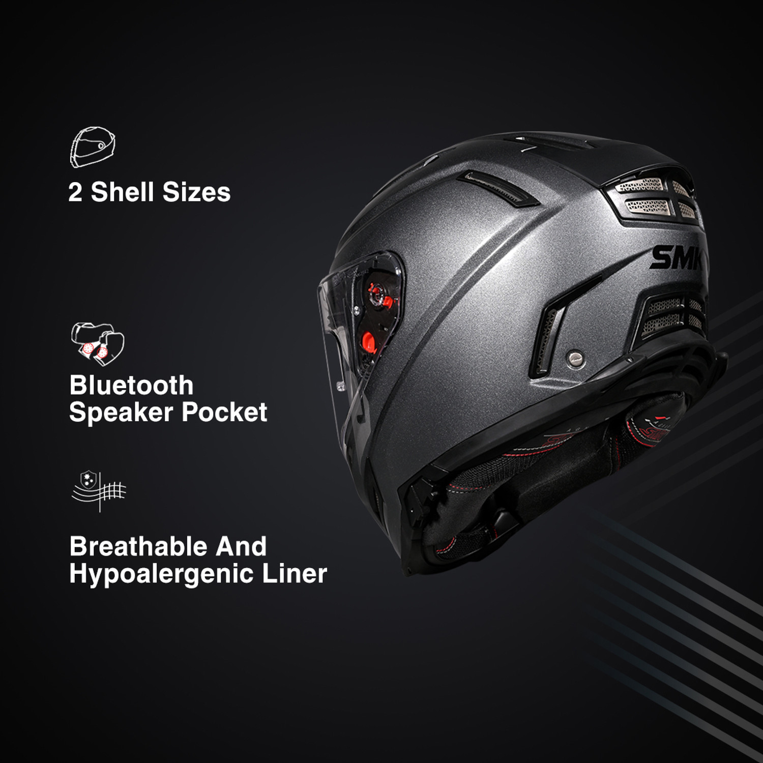 Image of SMK AGNAR SOLID ISI, DOT & ECE 06 Certified Helmet with Dual Visor Motorbike Helmet