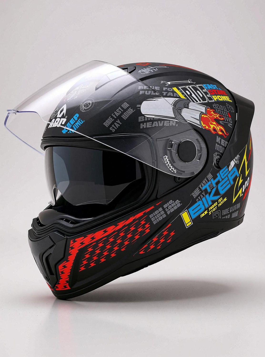 Image of ABP Moto Air ISI & DOT Certified Full Face Helmet with Dual Visor | D10 Motorbike Helmet
