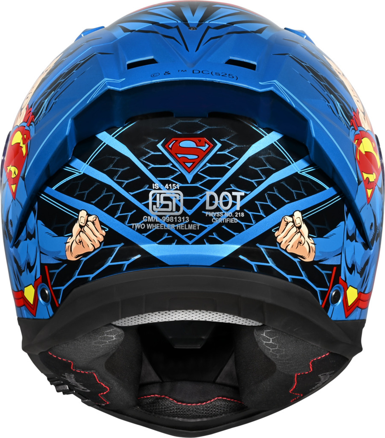 Image of STUDDS Helios Superman Edition ISI and DOT Certified Helmet with Antifog 100 Motorbike Helmet