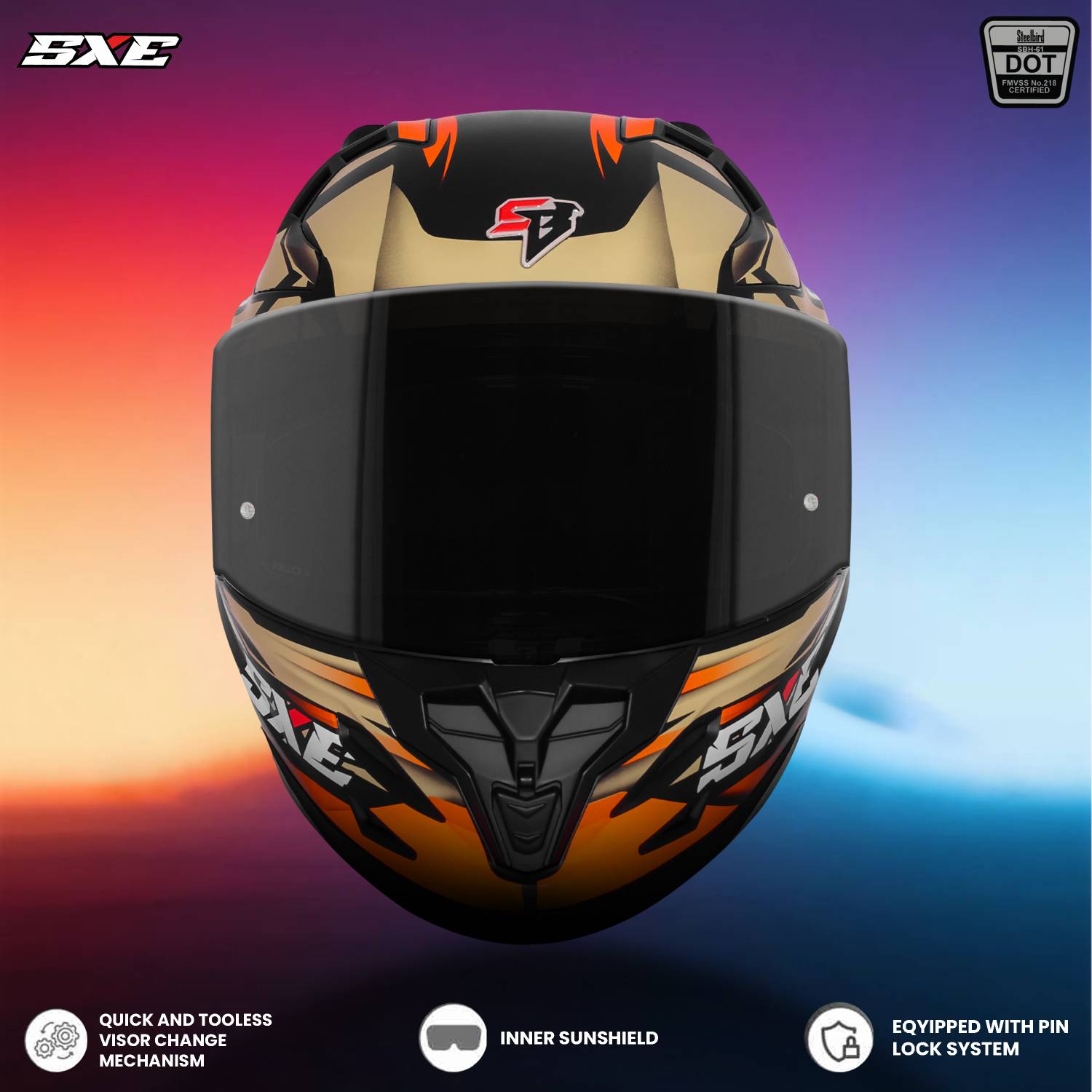 Steelbird SBH 61 SXE X4 Full Face Motorbike Helmet - Image 5