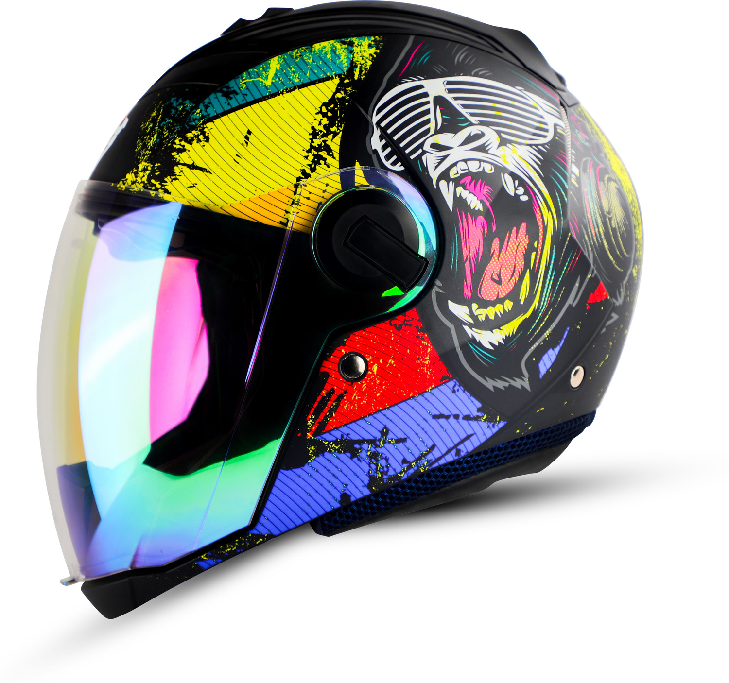 Image of Steelbird SBA-2 Monkey ISI Certified Full Face Photochromic Graphic Helmet for Men Motorbike Helmet