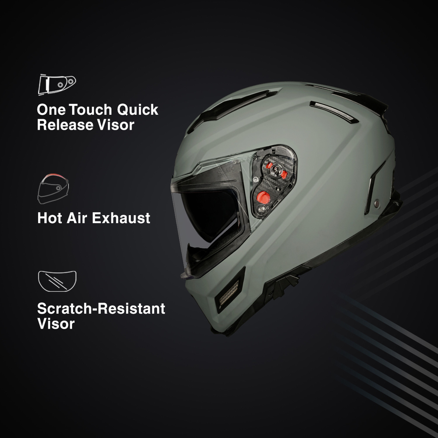 Image of SMK AGNAR SOLID ISI, DOT & ECE 06 Certified Helmet with Dual Visor Motorbike Helmet